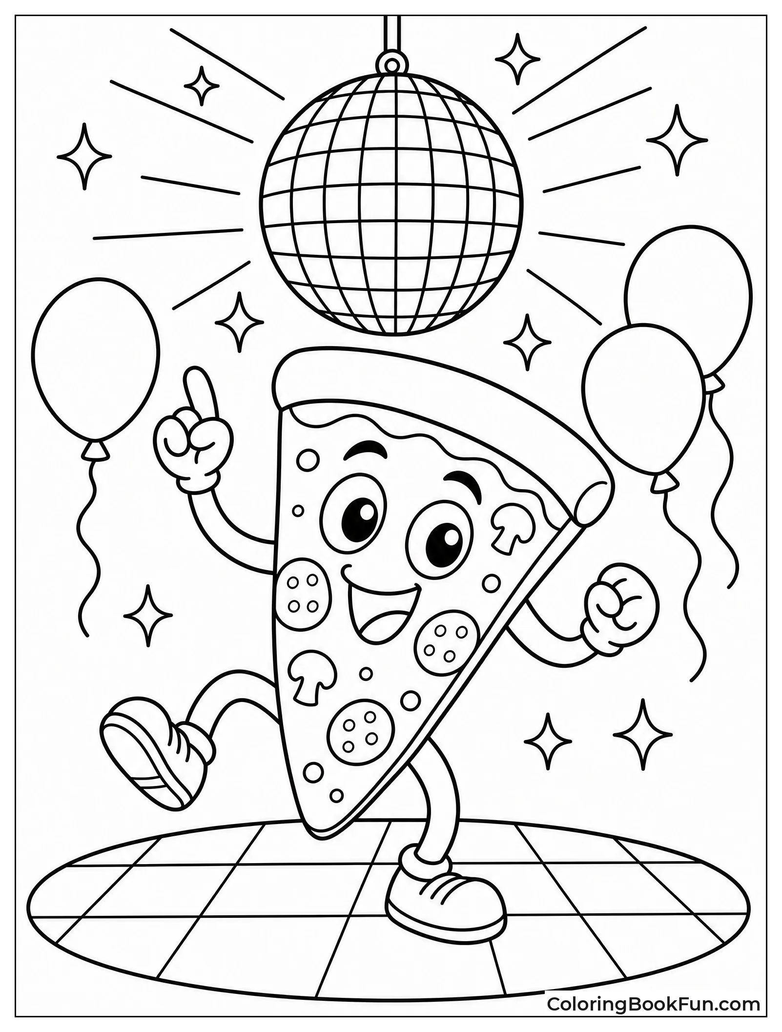 Pizza Dancing under Disco Ball