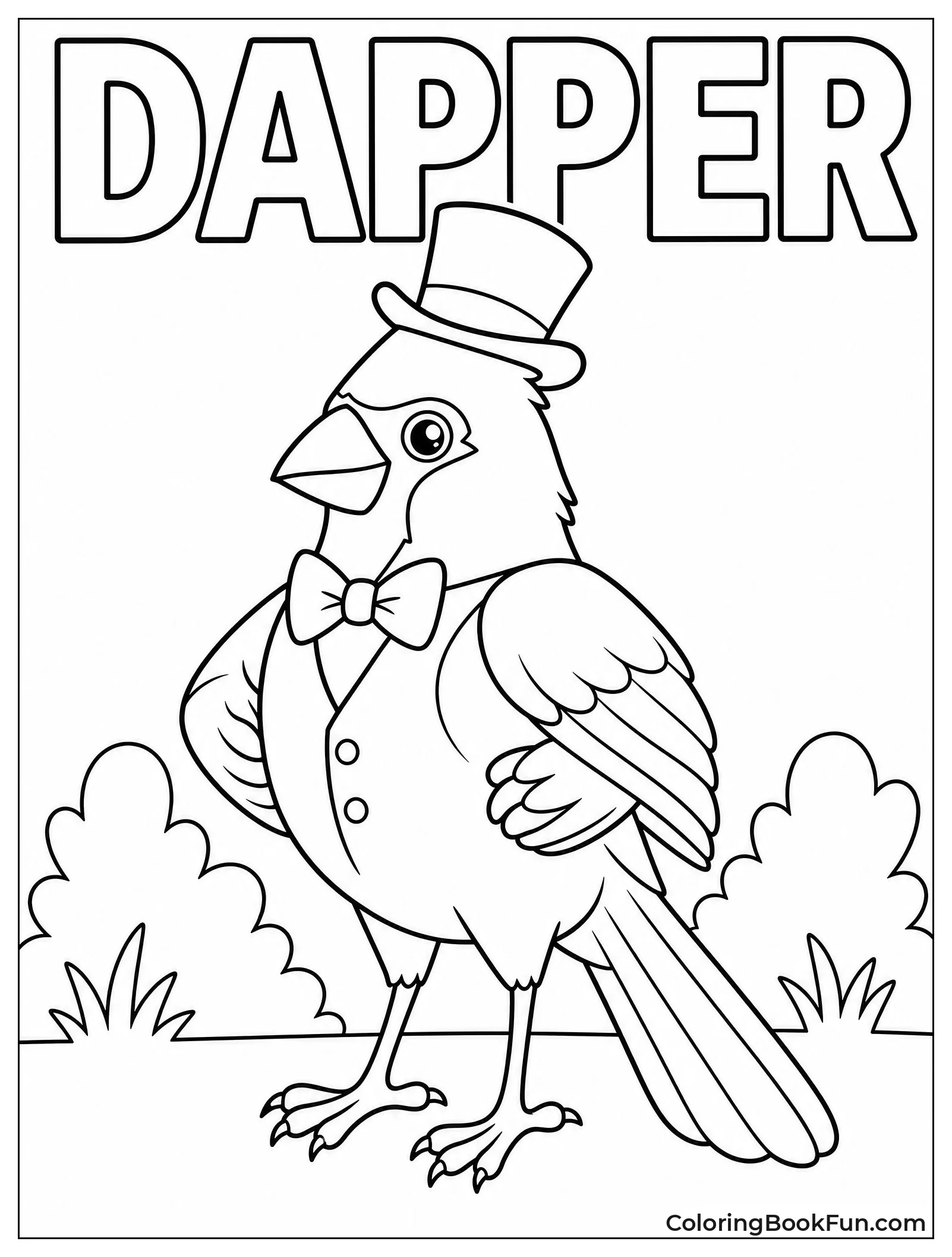 Dapper Cardinal Wearing Top Hat and Bowtie