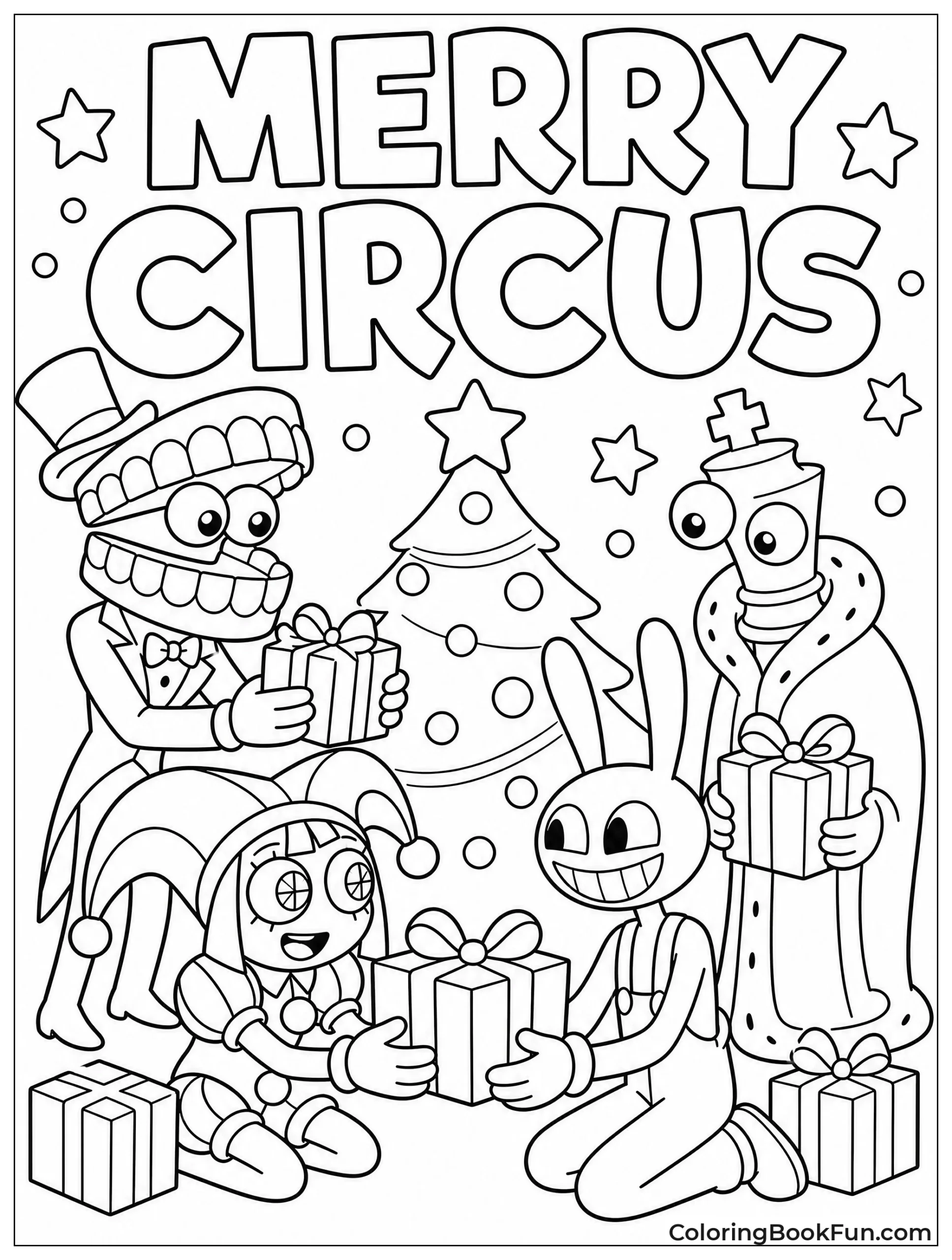 Characters Exchanging Gifts Under Tree