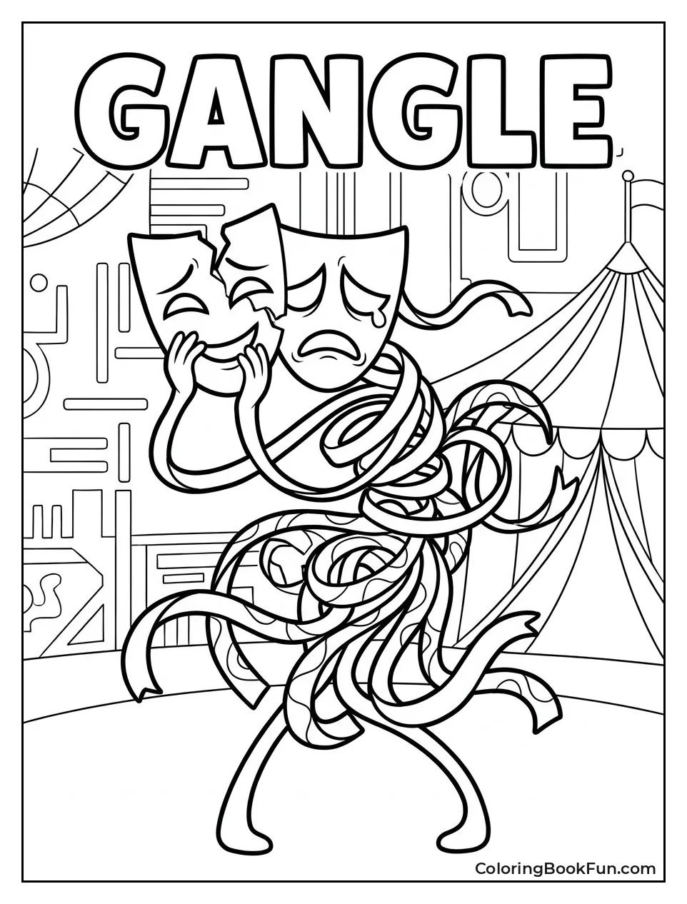 Gangle Holding Broken Comedy Mask