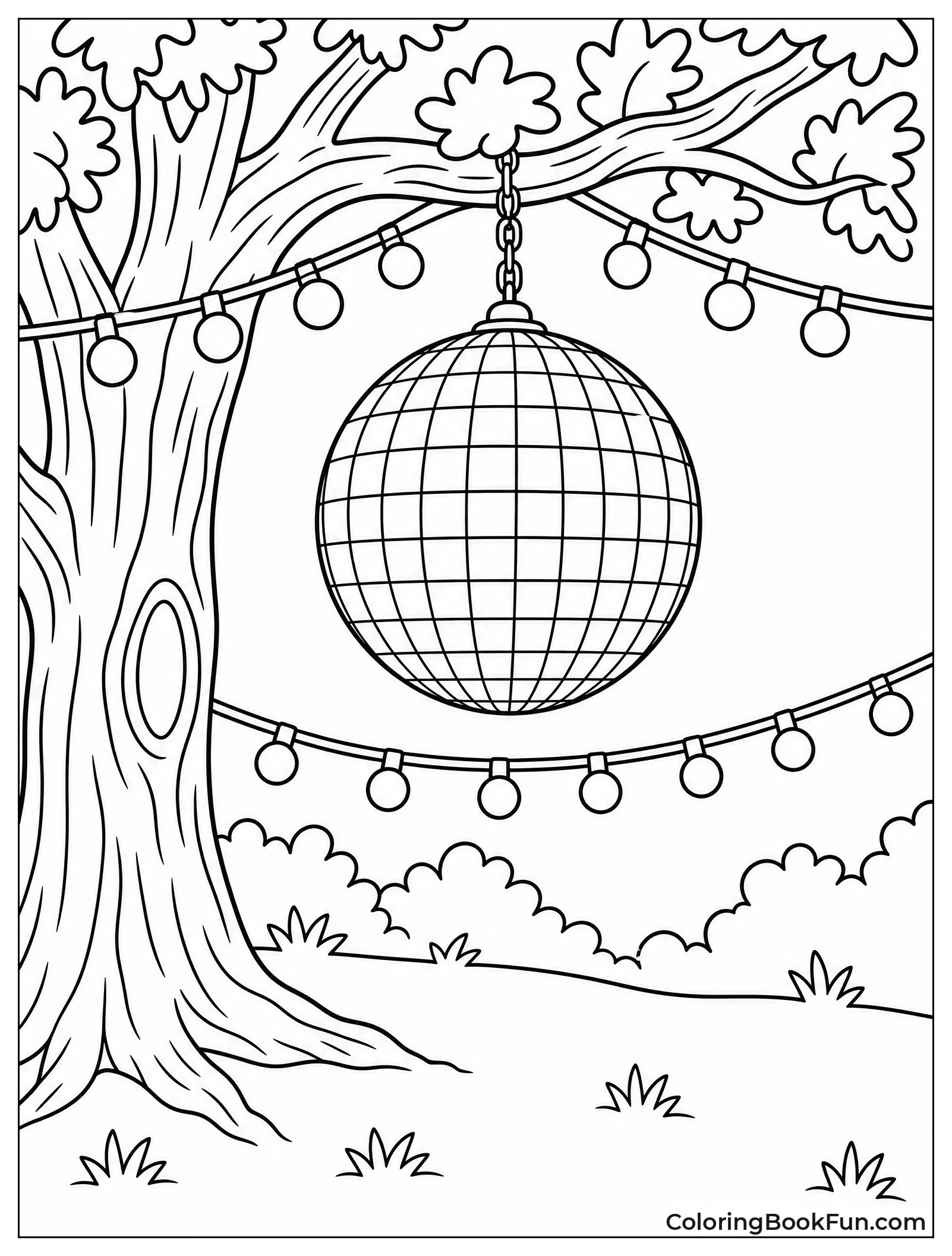 Disco Ball in Backyard Party