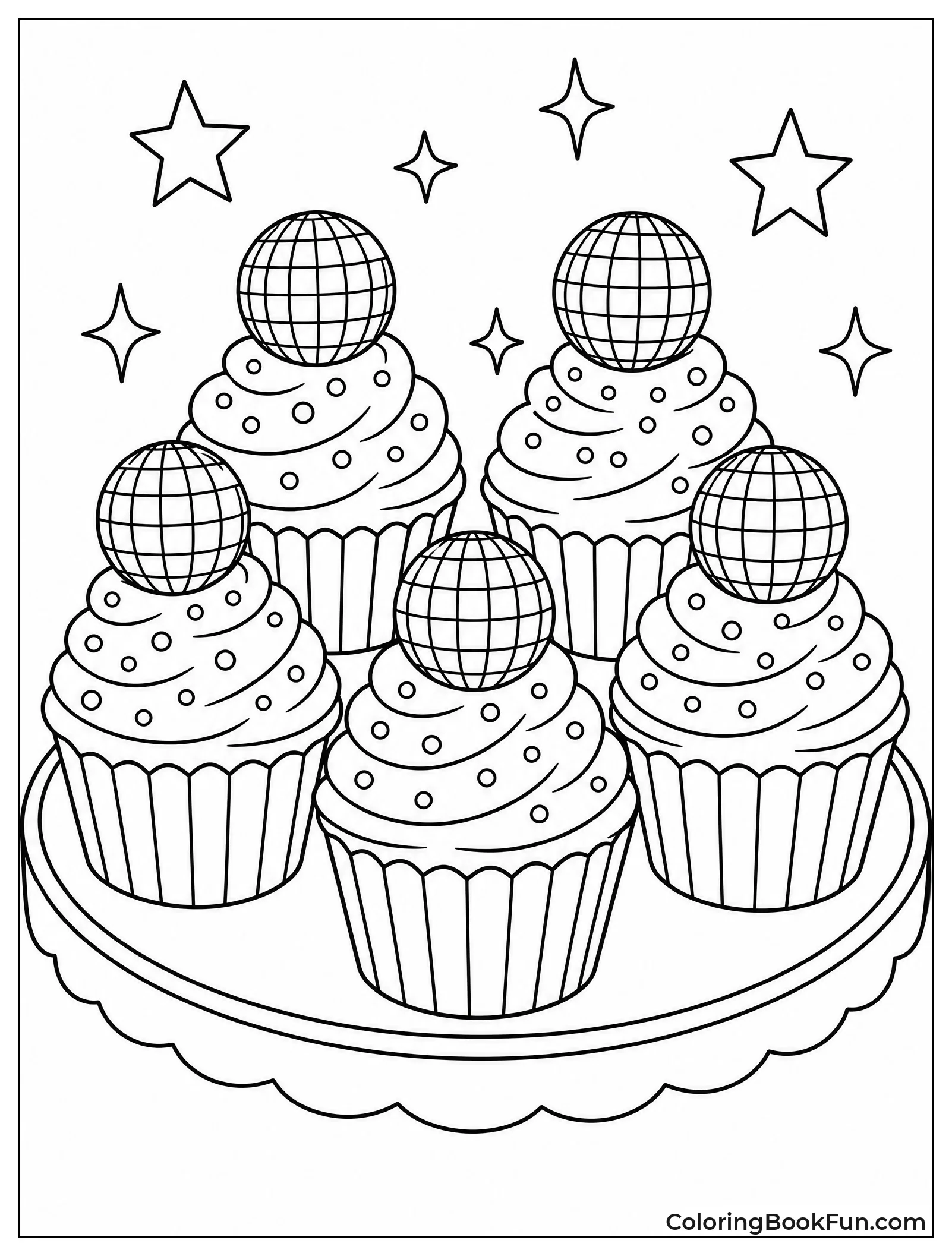 Cupcakes Topped with Disco Balls