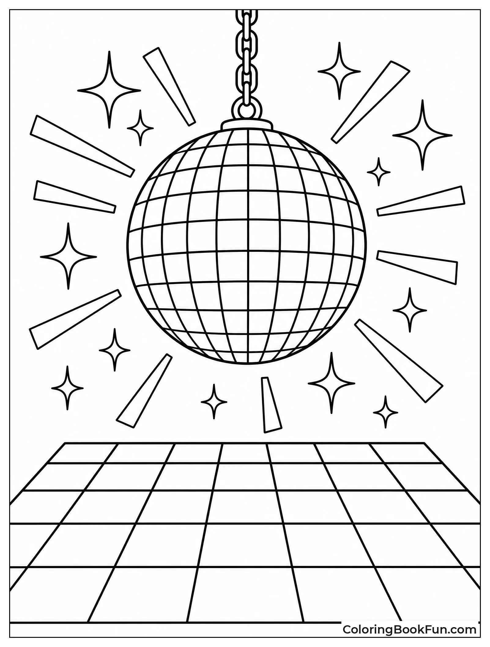 Disco Ball Above Checkered Floor