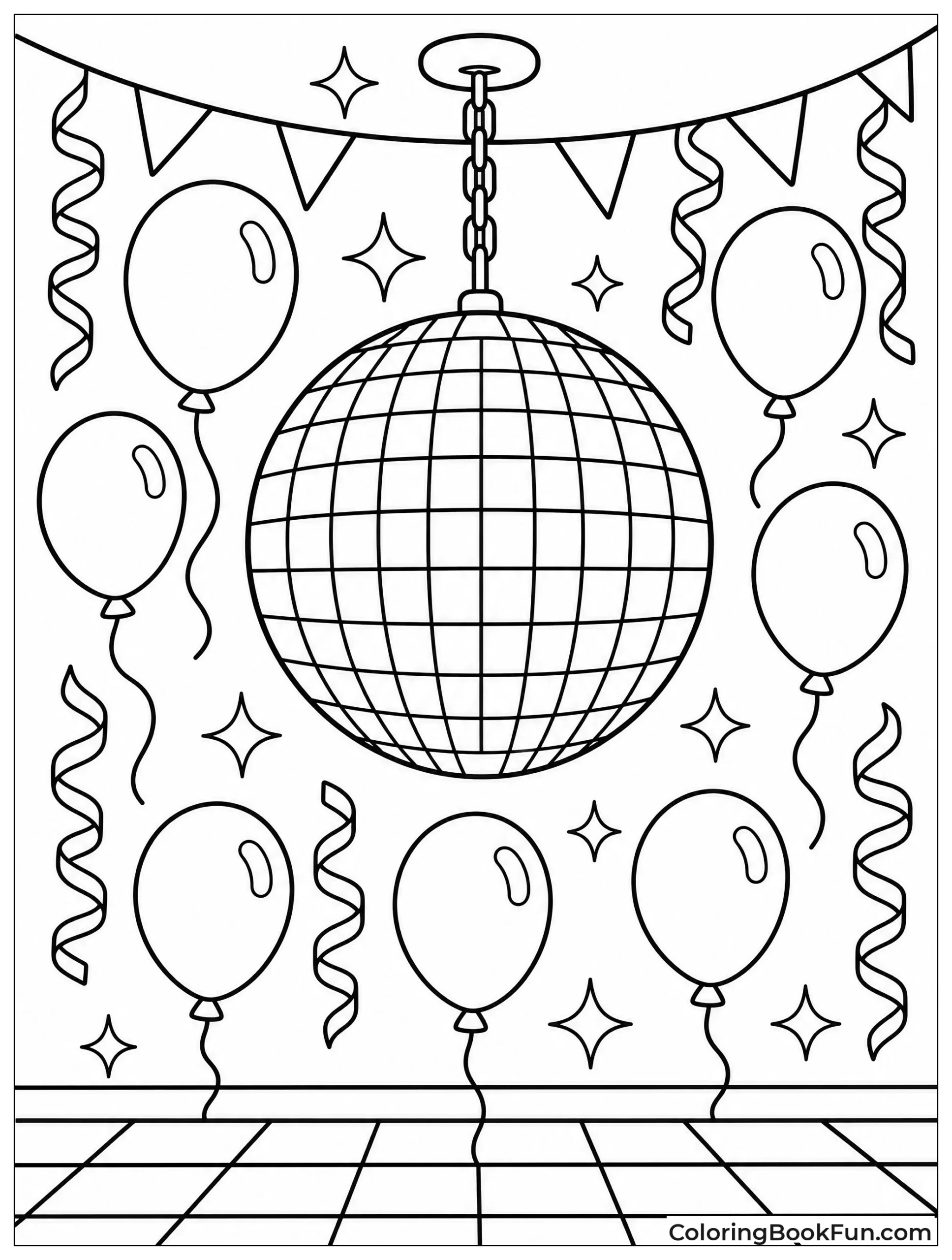 Disco Ball Surrounded by Balloons
