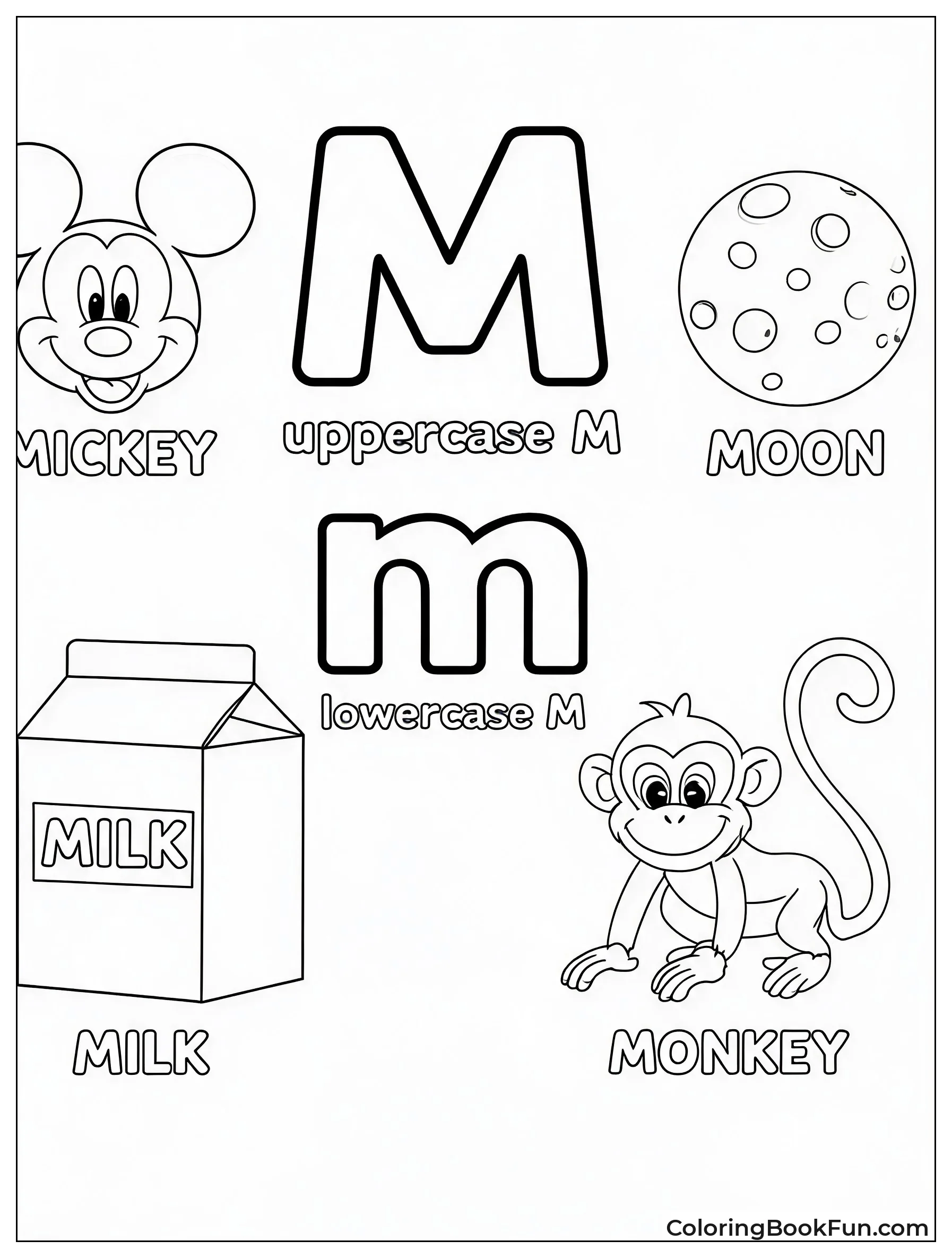 Disney Characters Shape the Letter M