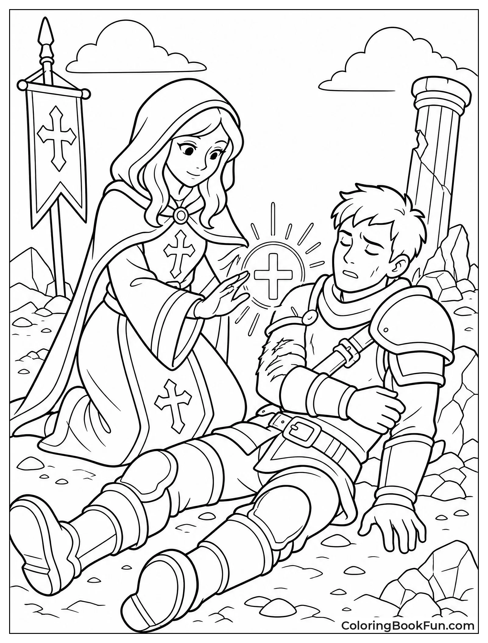 Cleric Healing a Wounded Friend