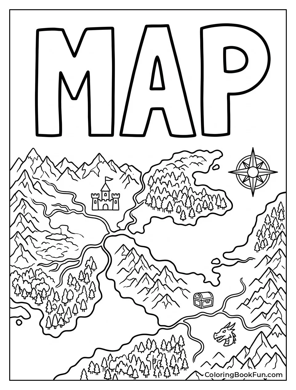Fantasy World Map with Mountains