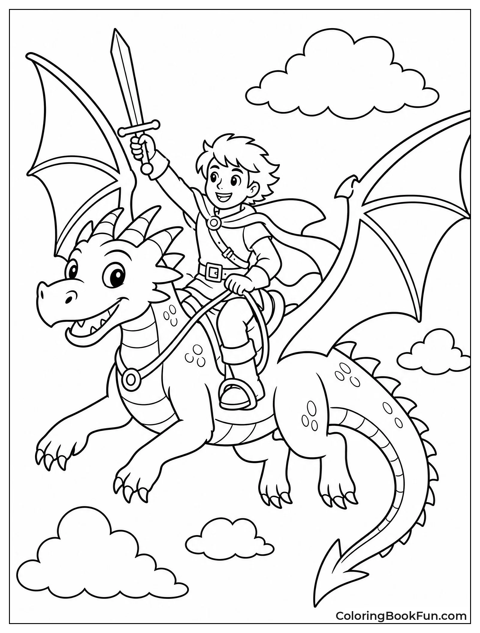 Adventurer Riding a Friendly Dragon