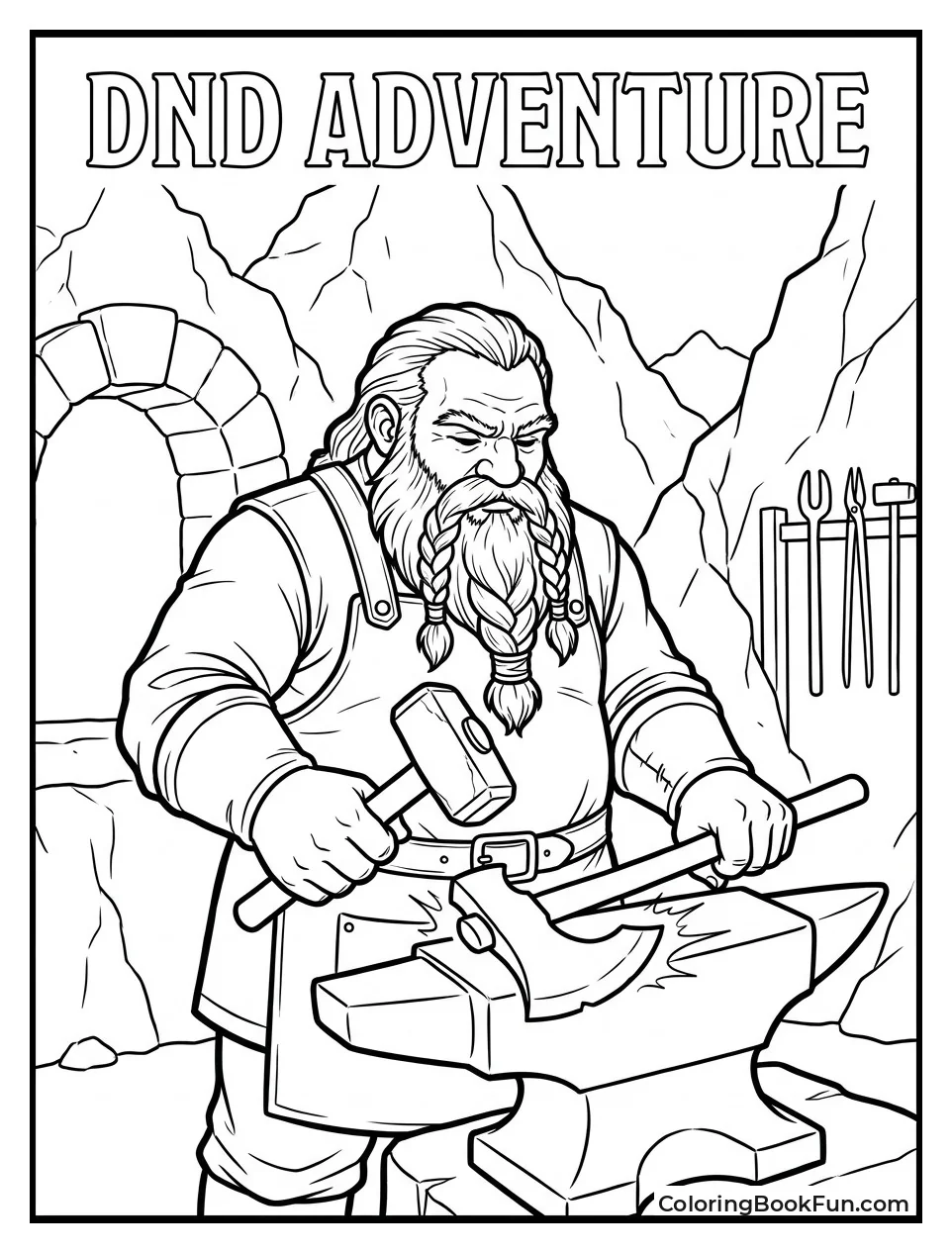 Dwarf Hammering a Glowing Axe