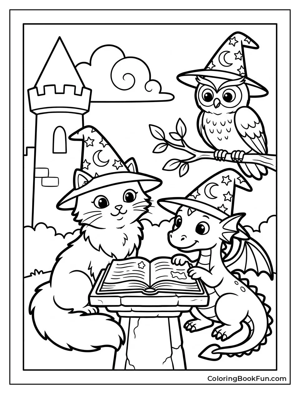 Animals Wearing Matching Wizard Hats