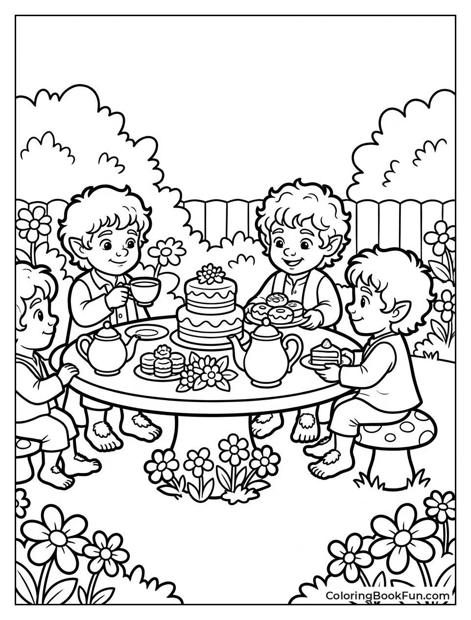 Halflings Enjoying Garden Tea Party