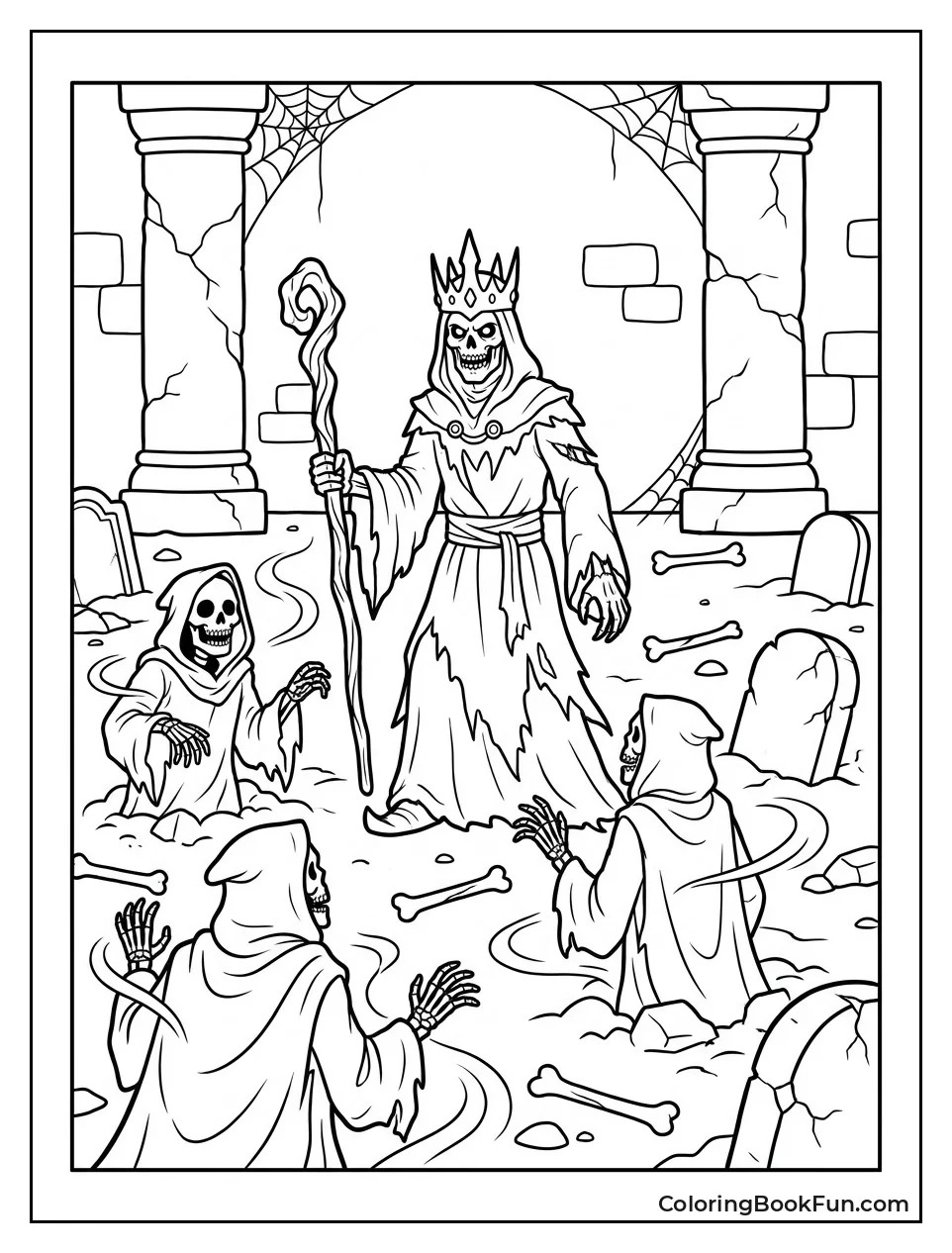 Lich Raising Skeletons in Crypt