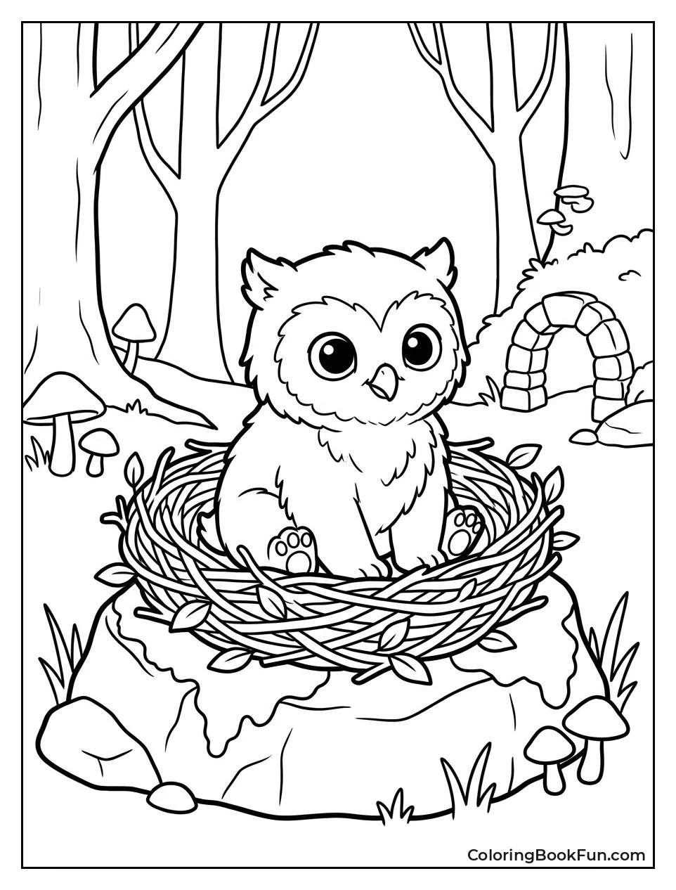 Fluffy Owlbear Cub in Nest