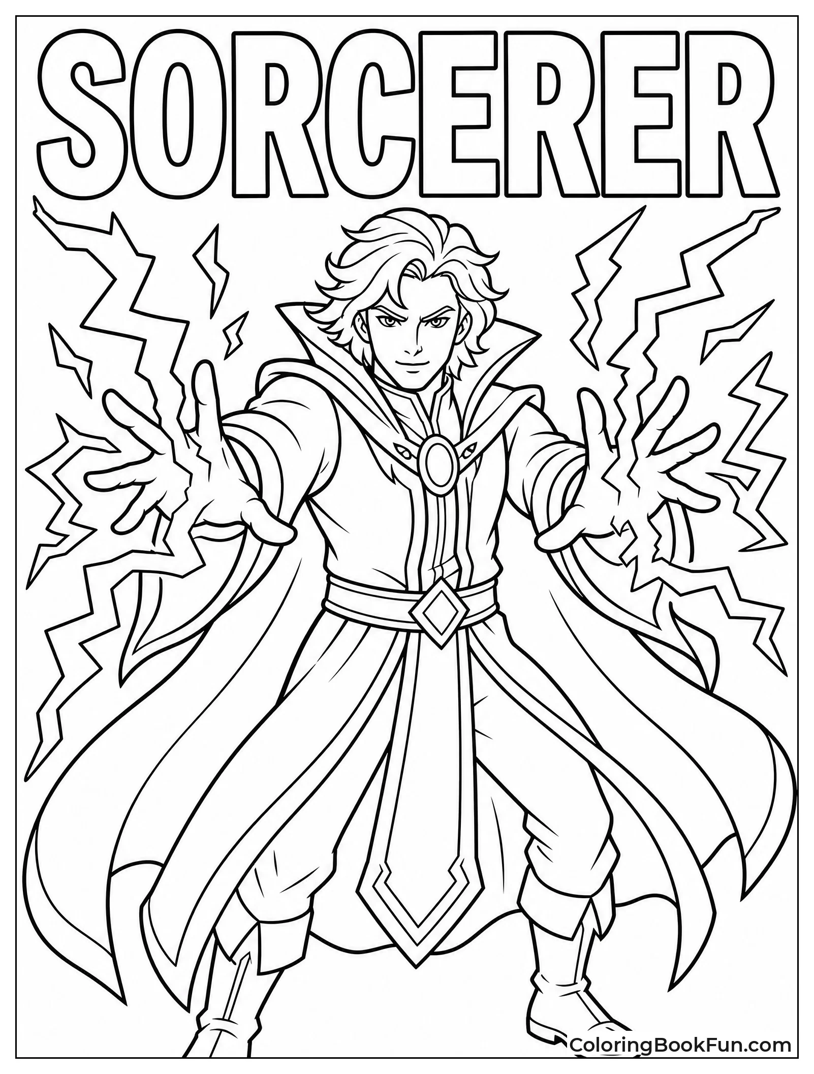 Sorcerer Shooting Lightning from Hands