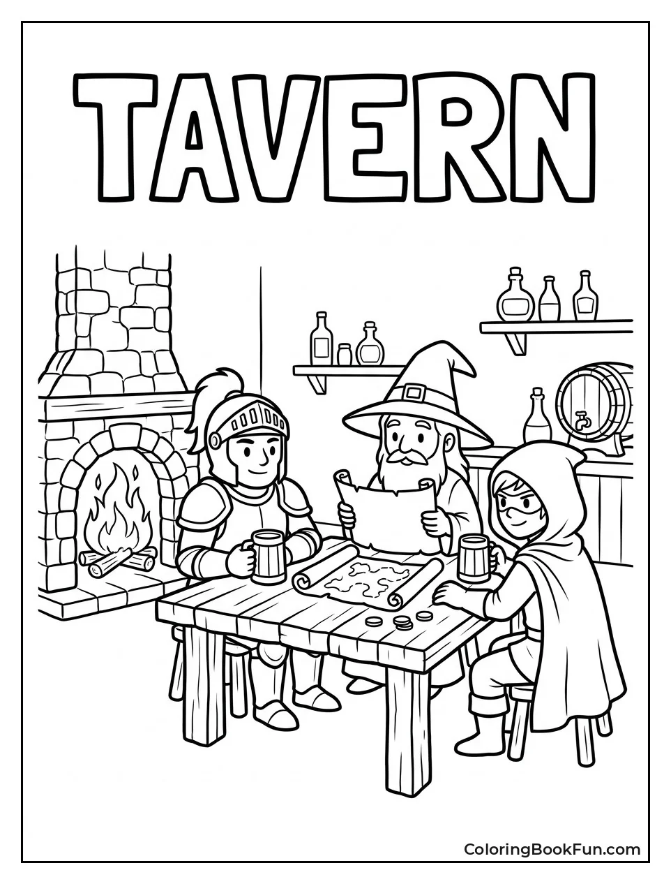 Adventurers Relaxing in Cozy Tavern