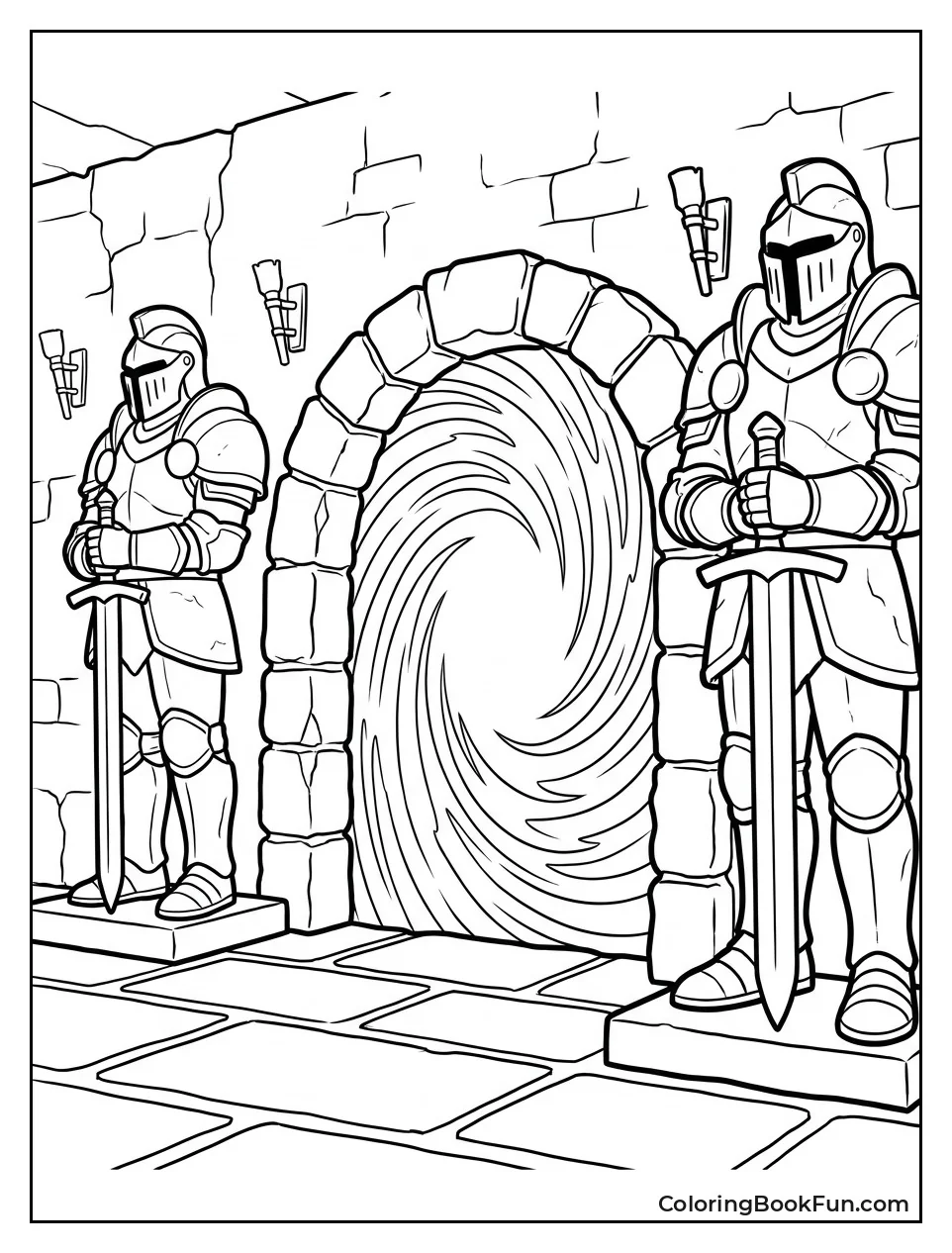 Stone Knights Guarding Dungeon Gate