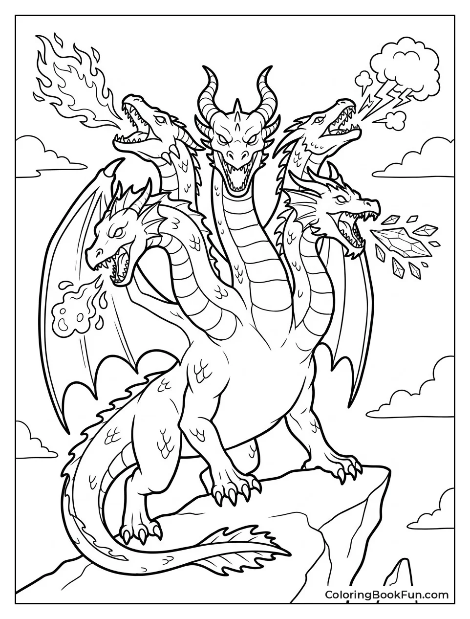 Tiamat Roaring with Five Heads