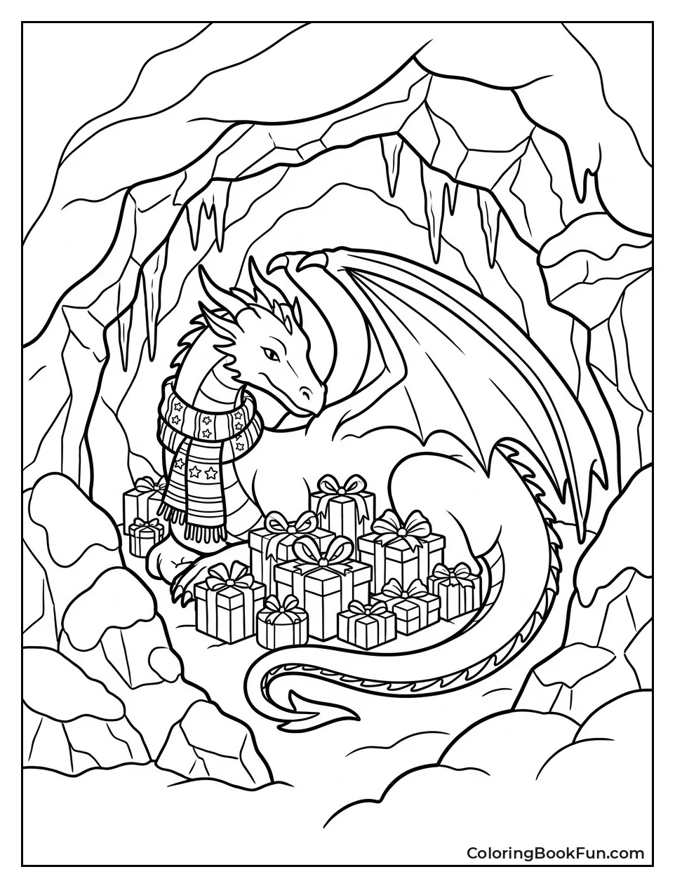 White Dragon Wearing Festive Scarf