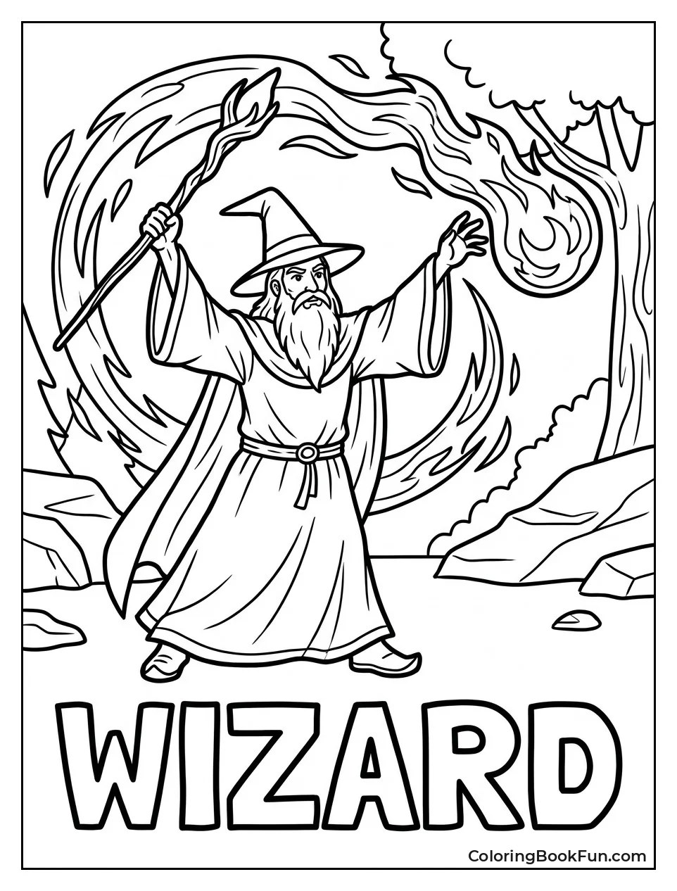 Wizard Casting a Fireball Spell