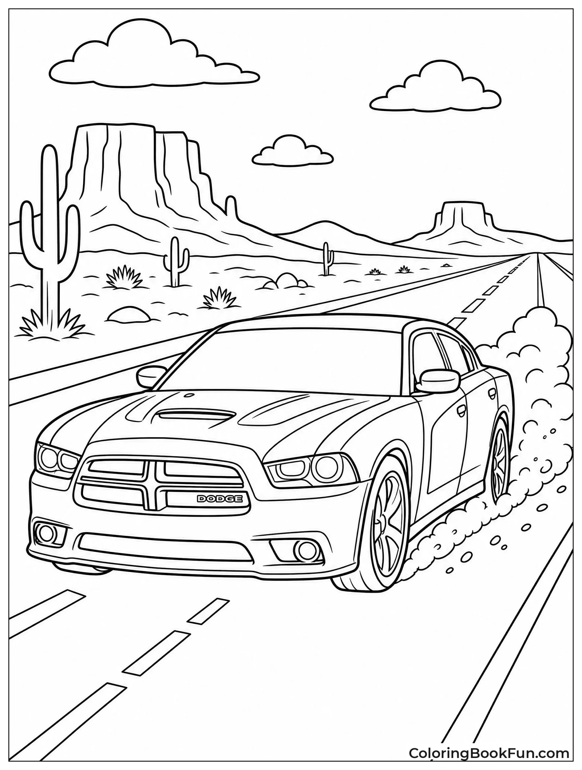 Charger Speeding through Desert