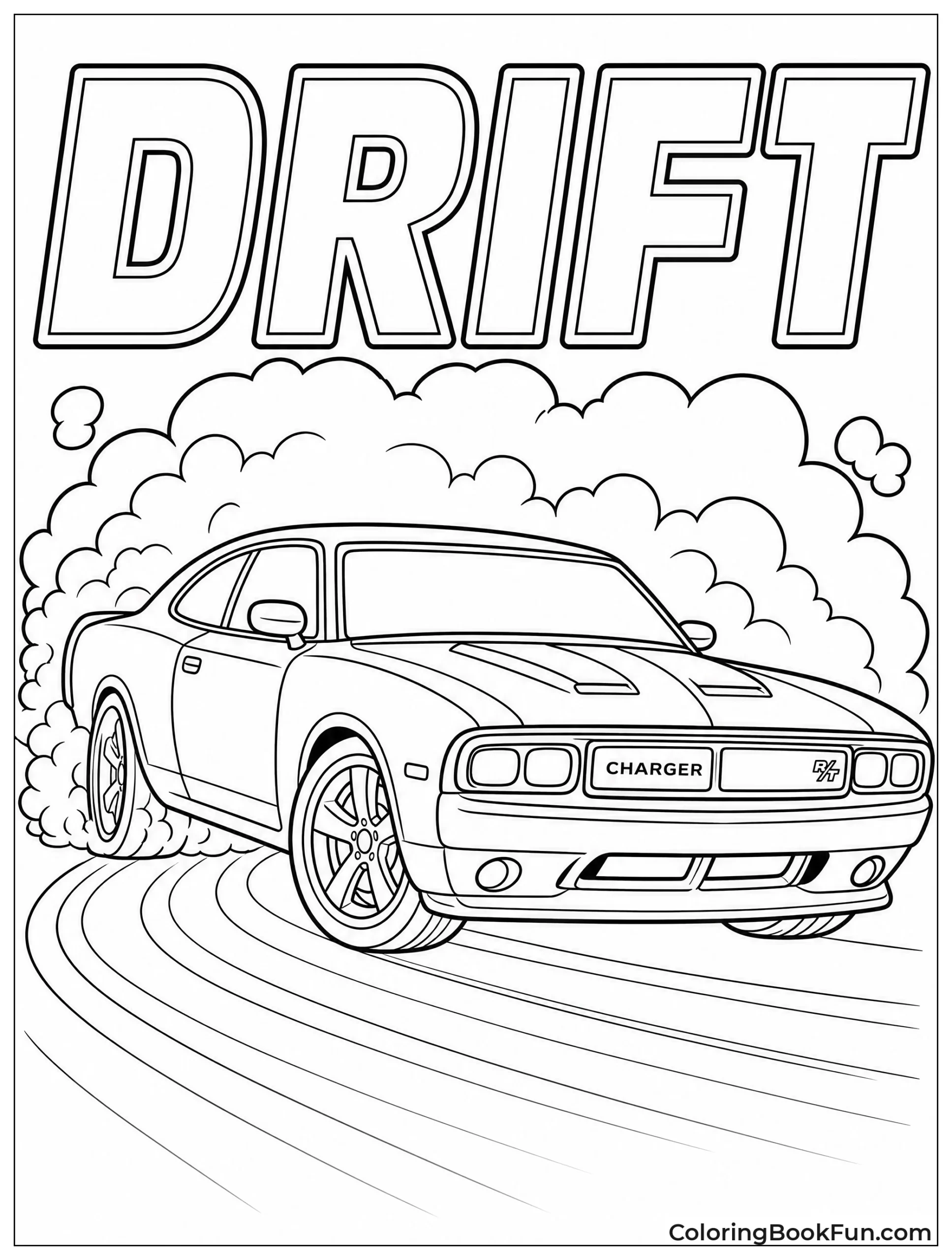 Charger Drifting Around Corner