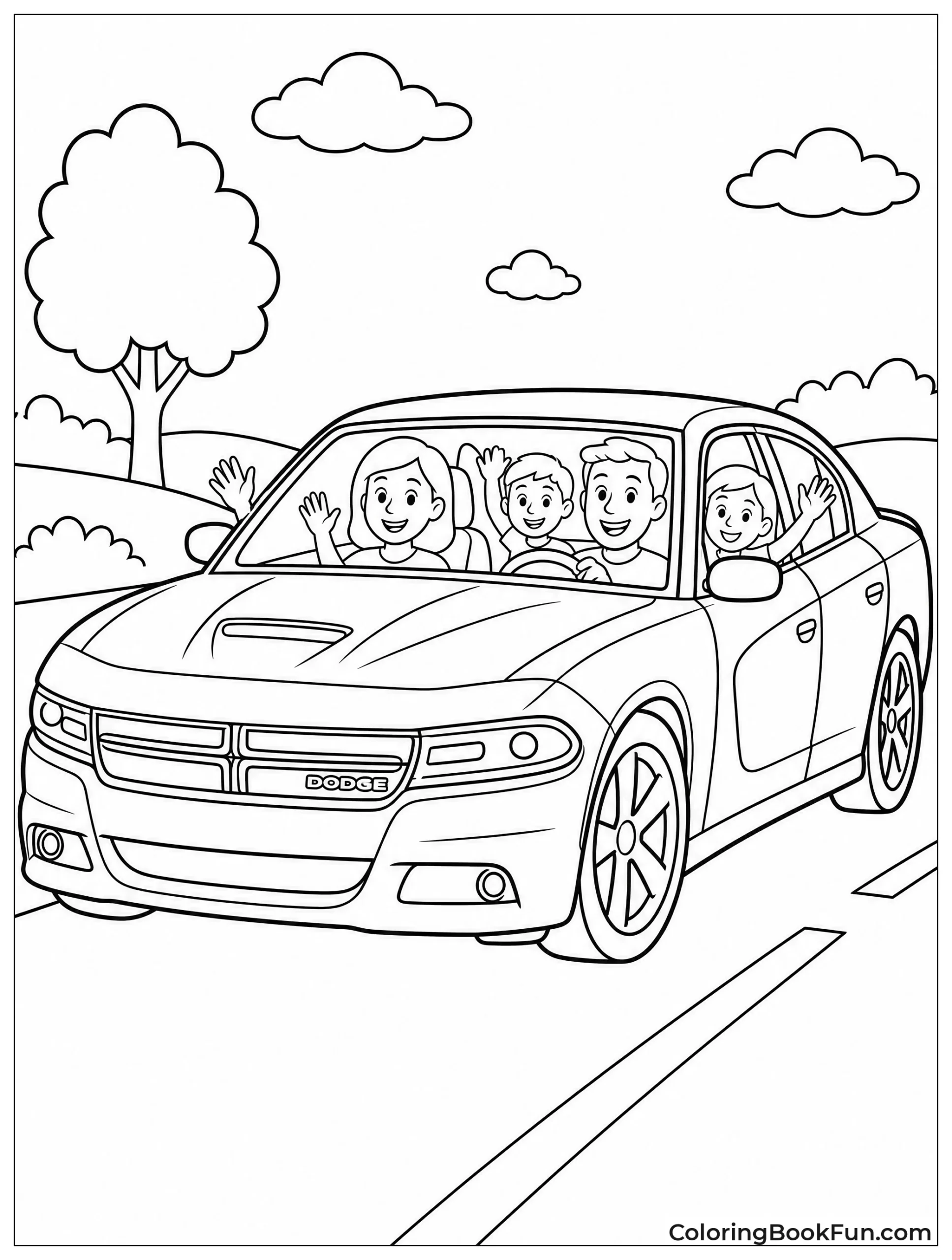 Family Riding in Charger