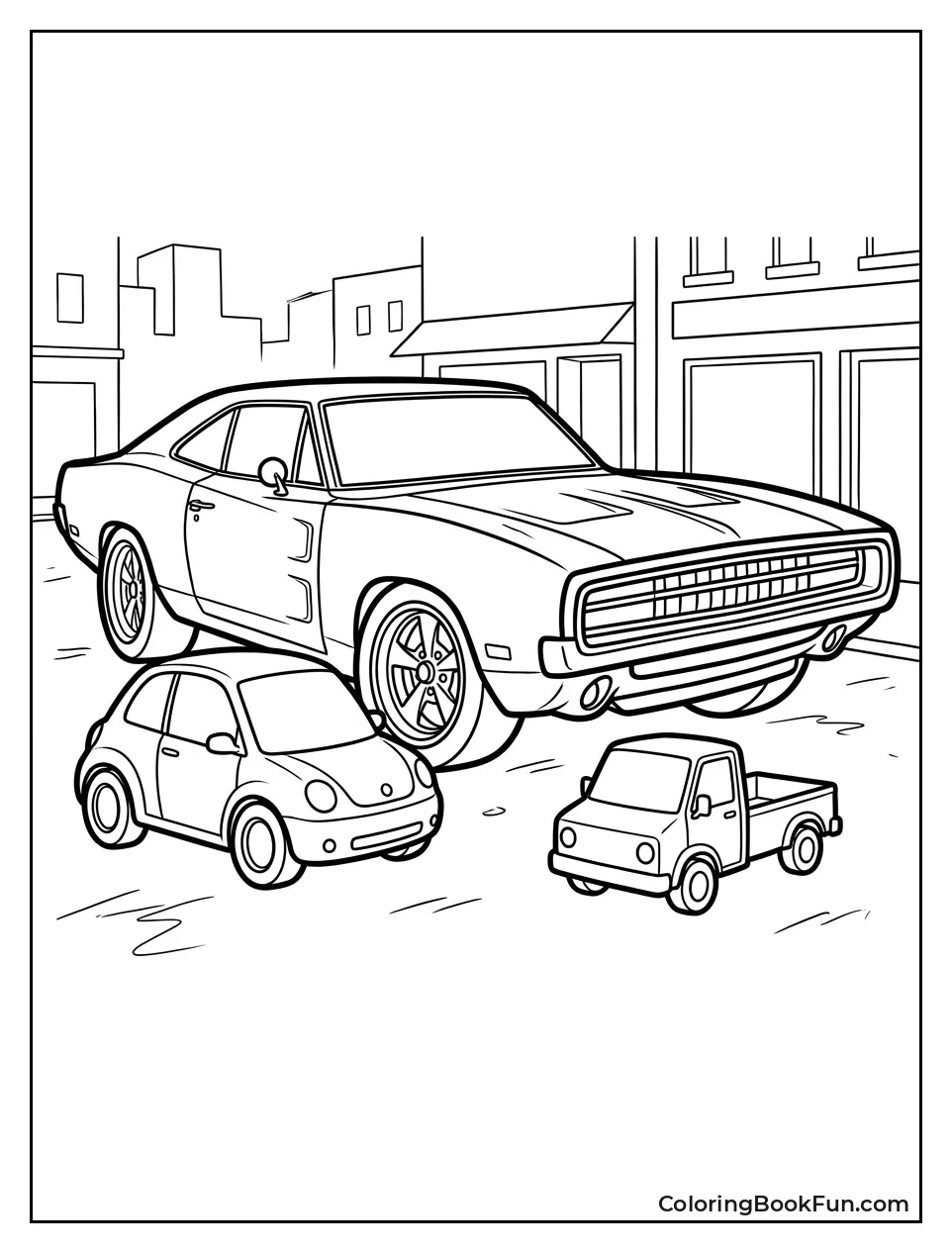 Charger Next to Small Cars