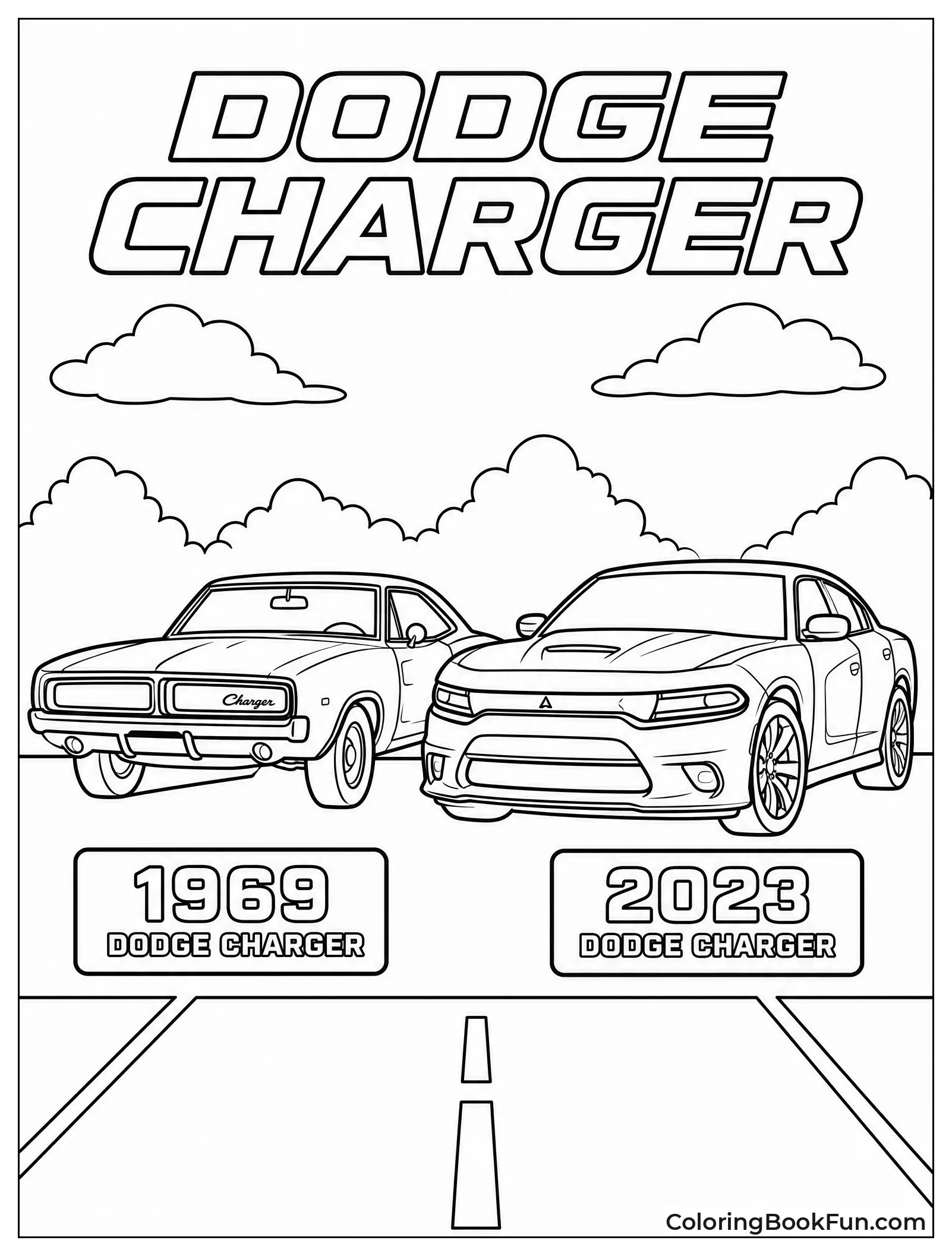 Old and New Chargers Parked