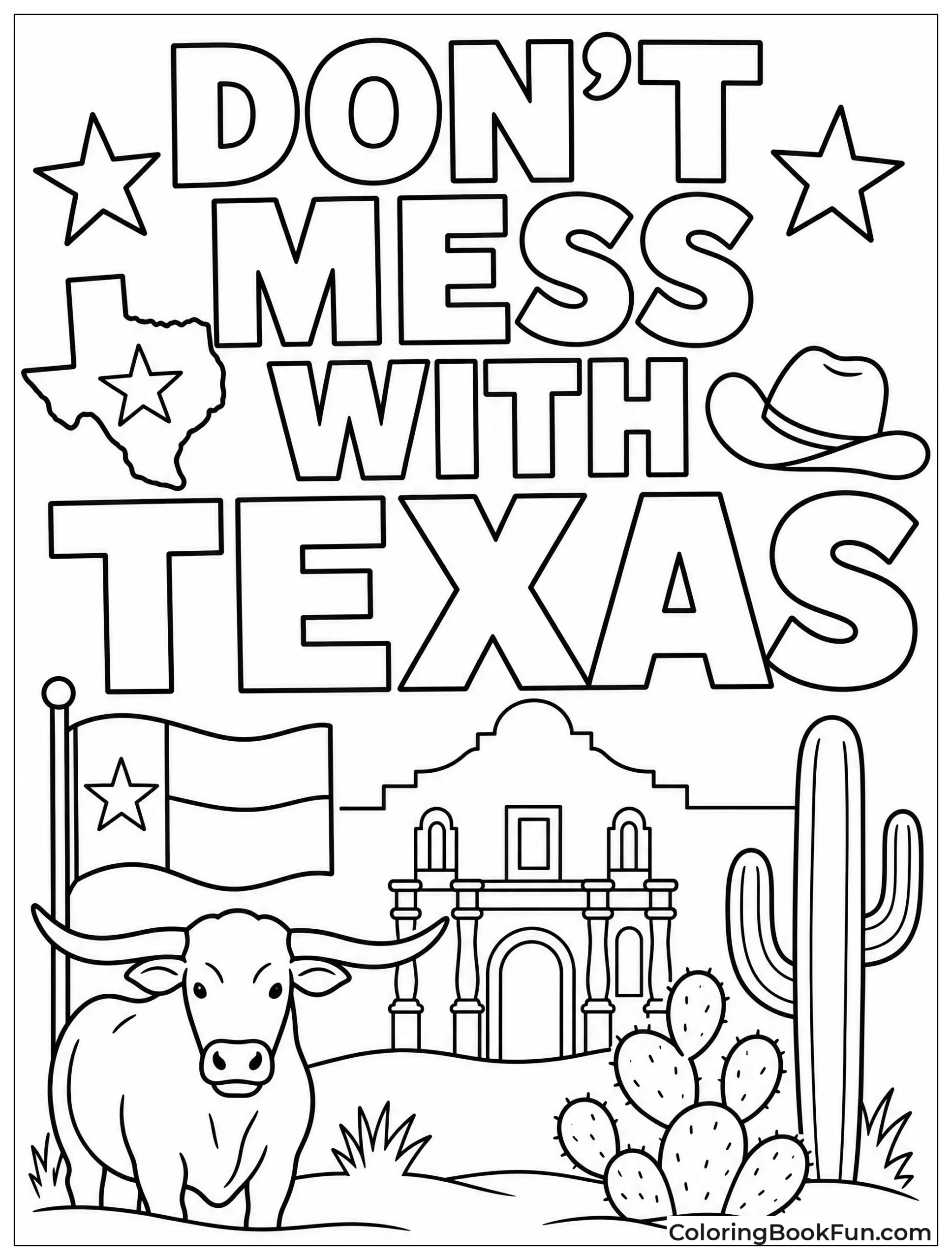 Slogan Surrounded by Texas Icons