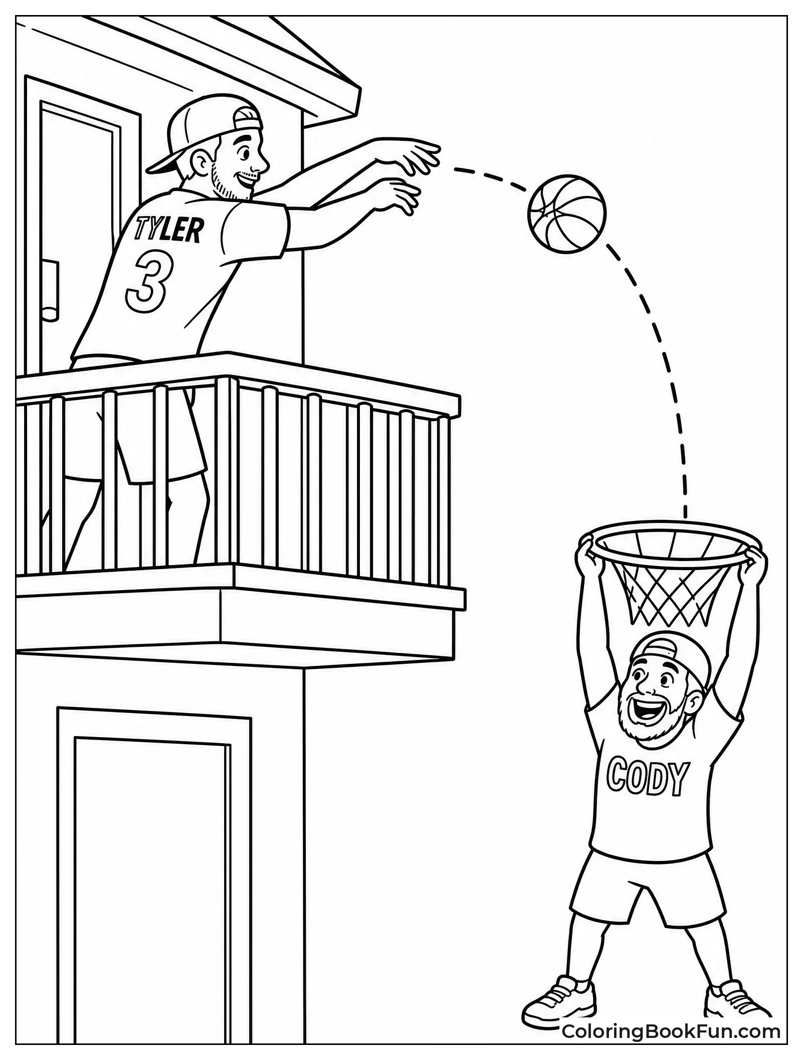 Tyler Shoots Basketball from Balcony