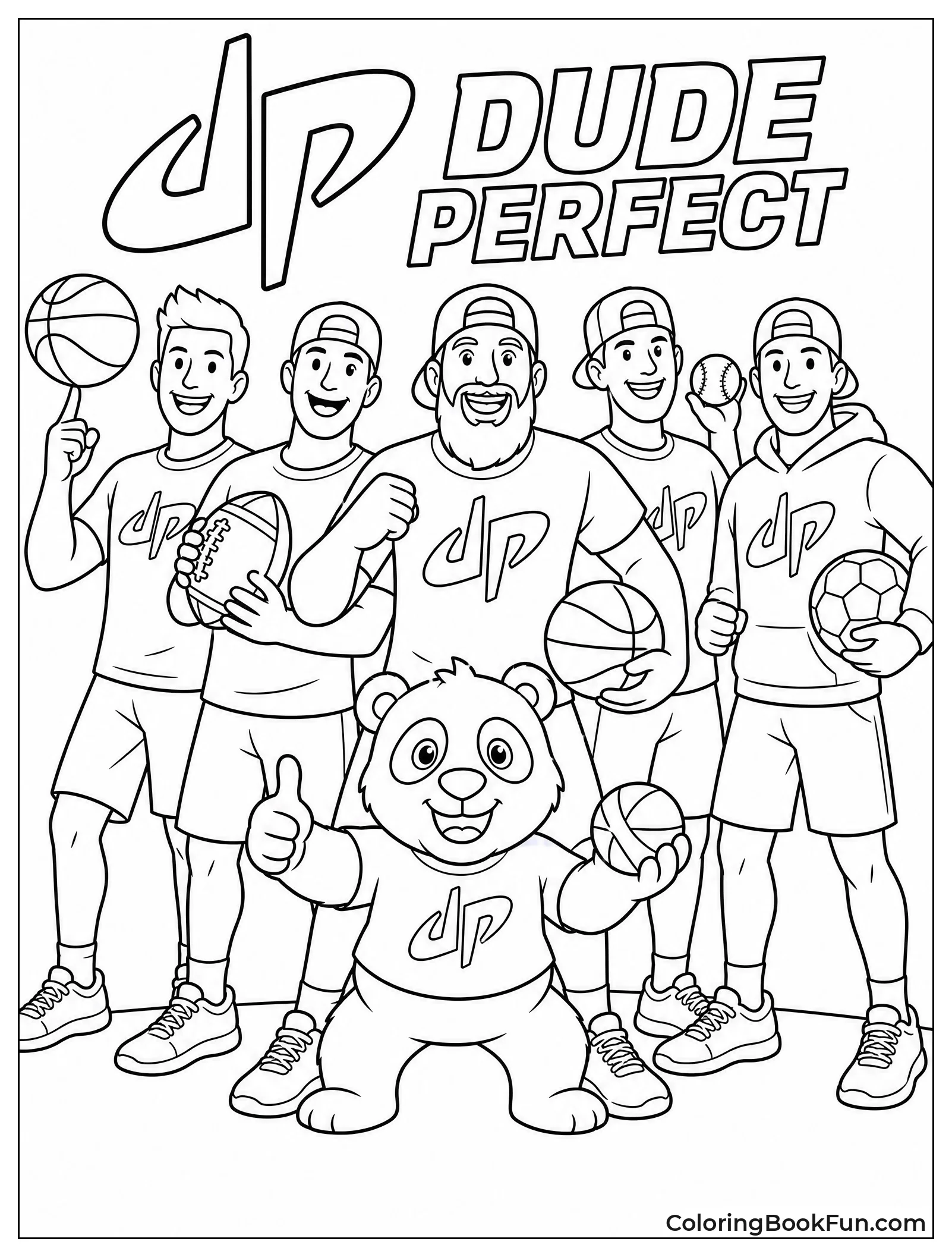 Team Poses Ready with Panda