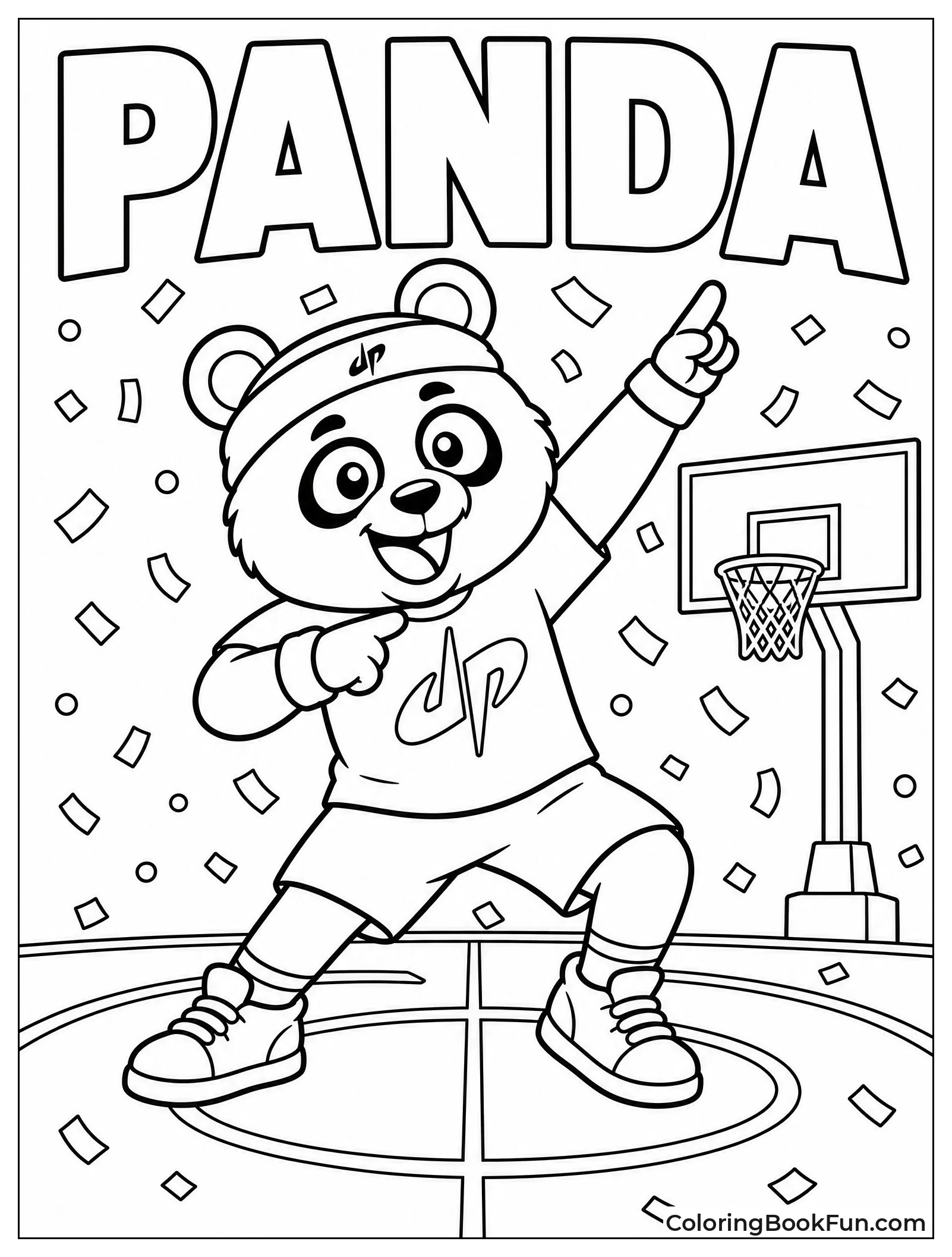 Panda Dances on Court with Confetti