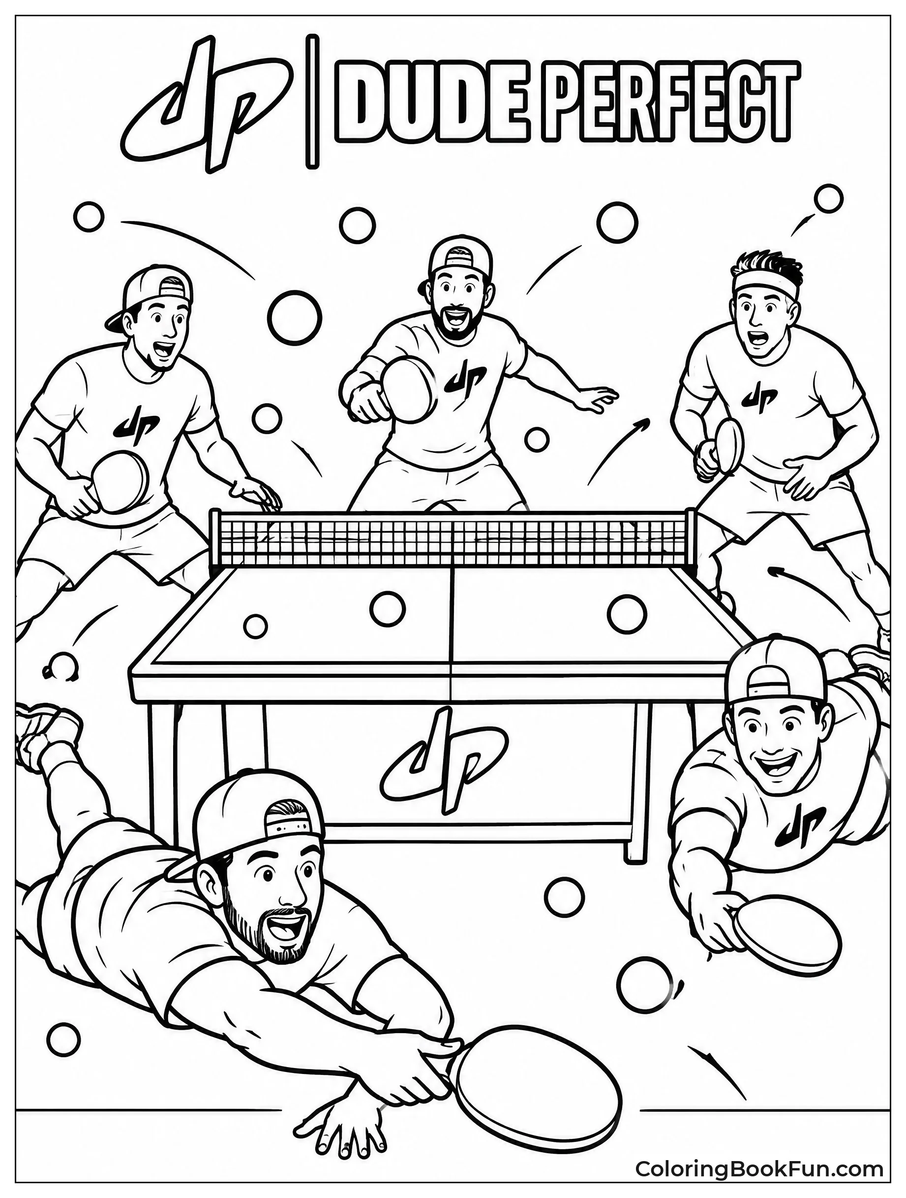 Friends Play Intense Ping Pong Match
