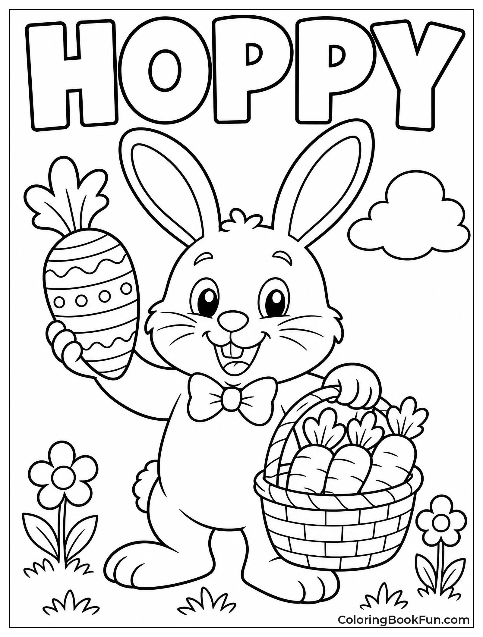 Easter Bunny Holding Carrot Egg