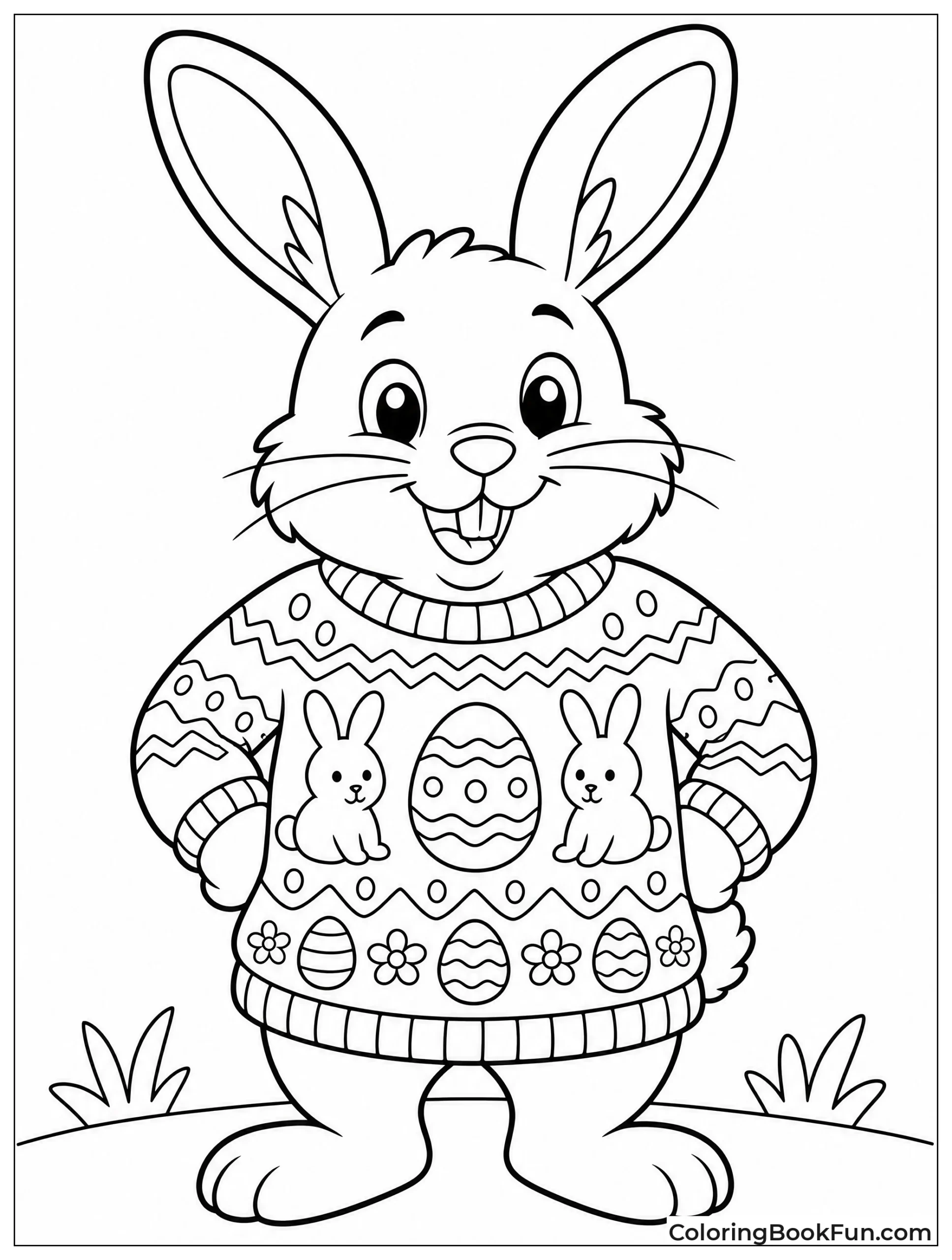 Bunny Wears Easter Sweater