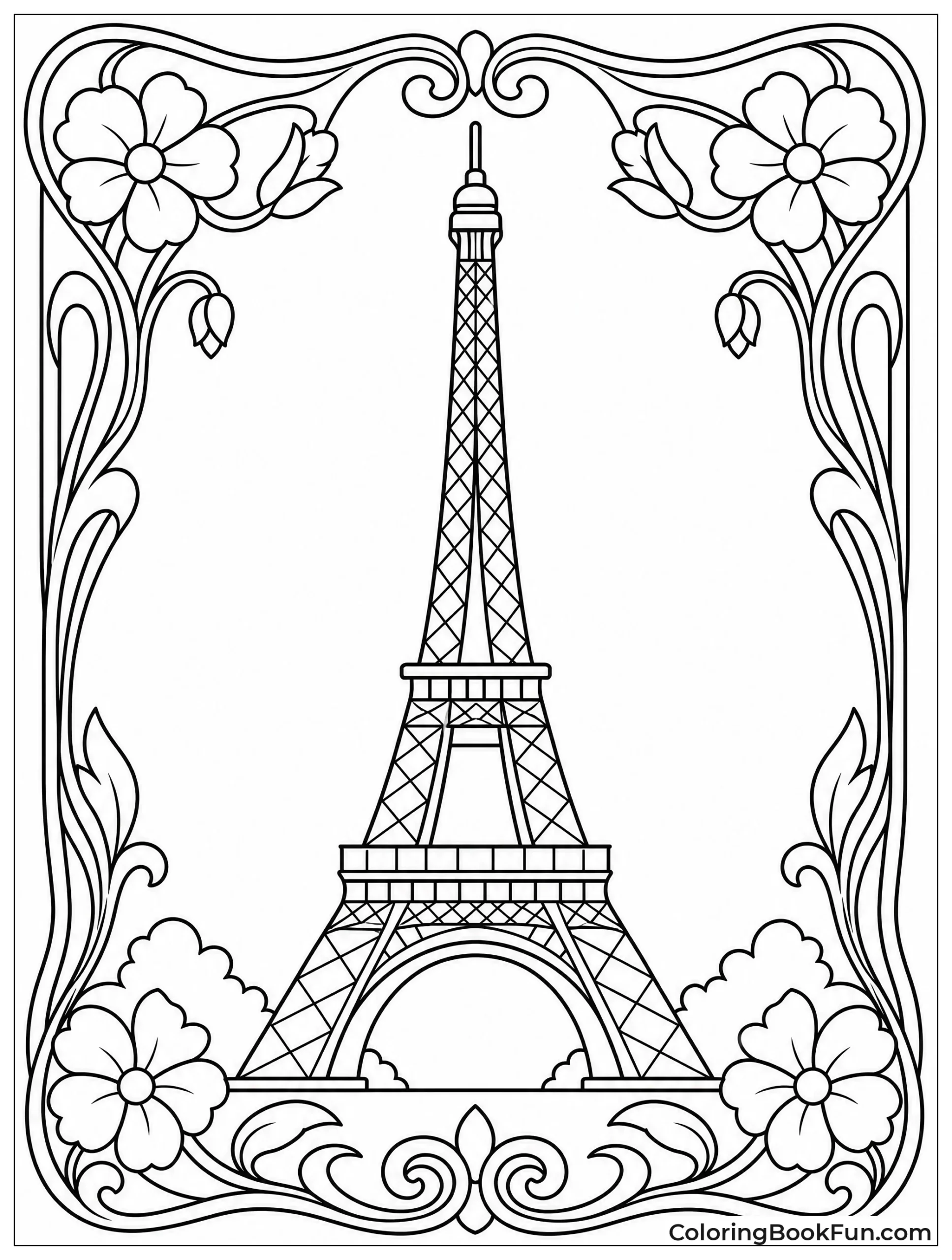 Art Nouveau Frame Around Tower