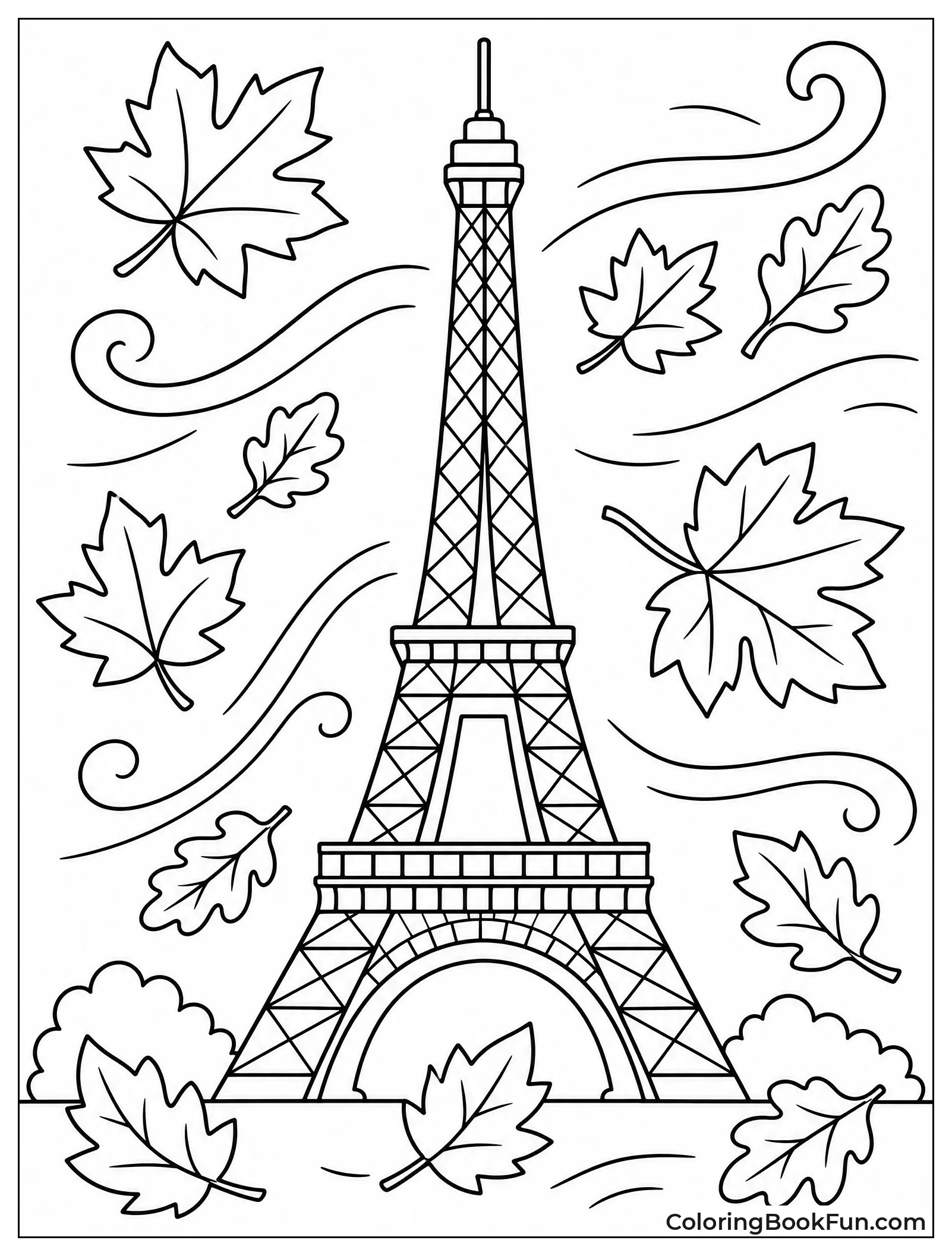 Autumn Leaves Blowing Around Tower