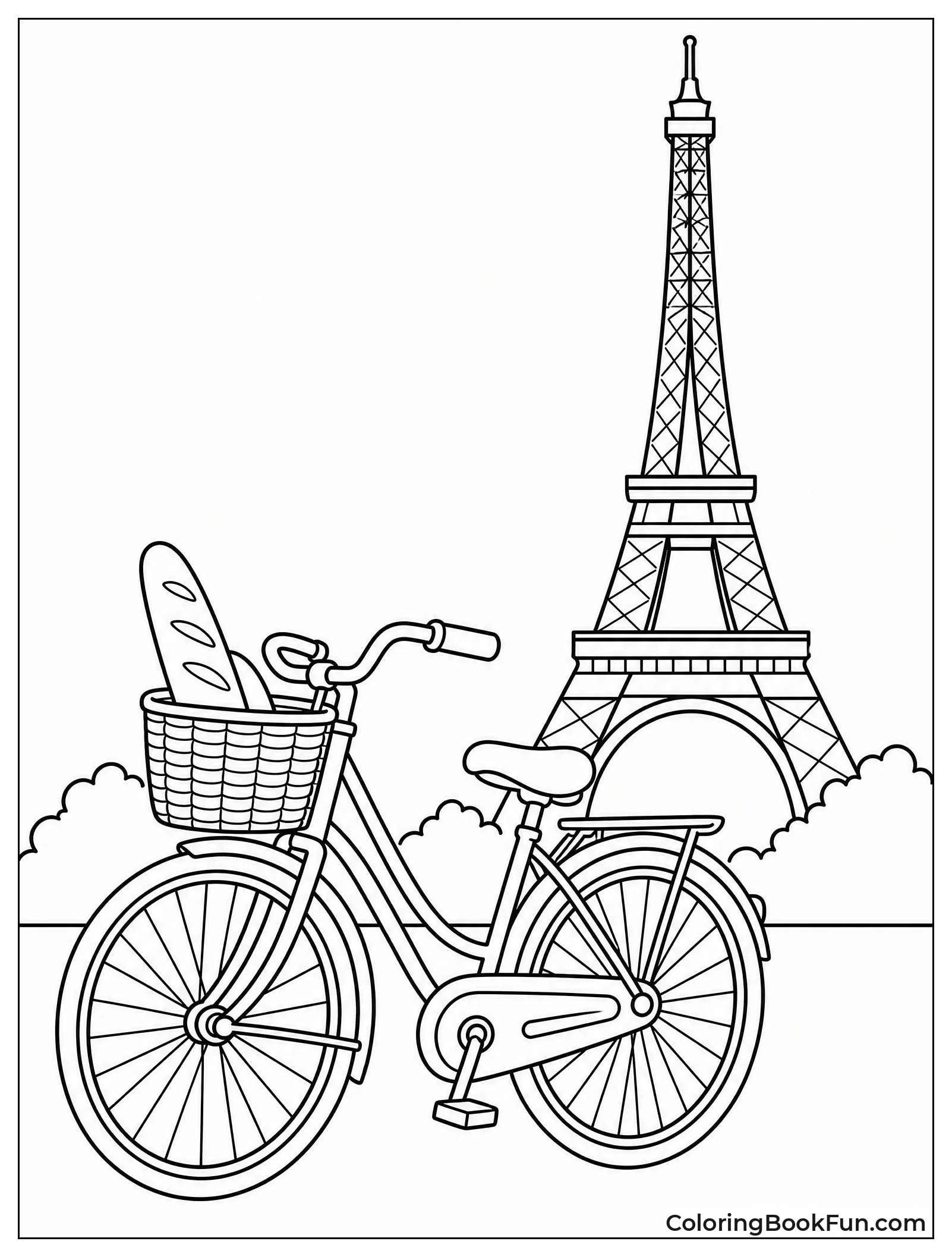 Bicycle With Baguette And Tower