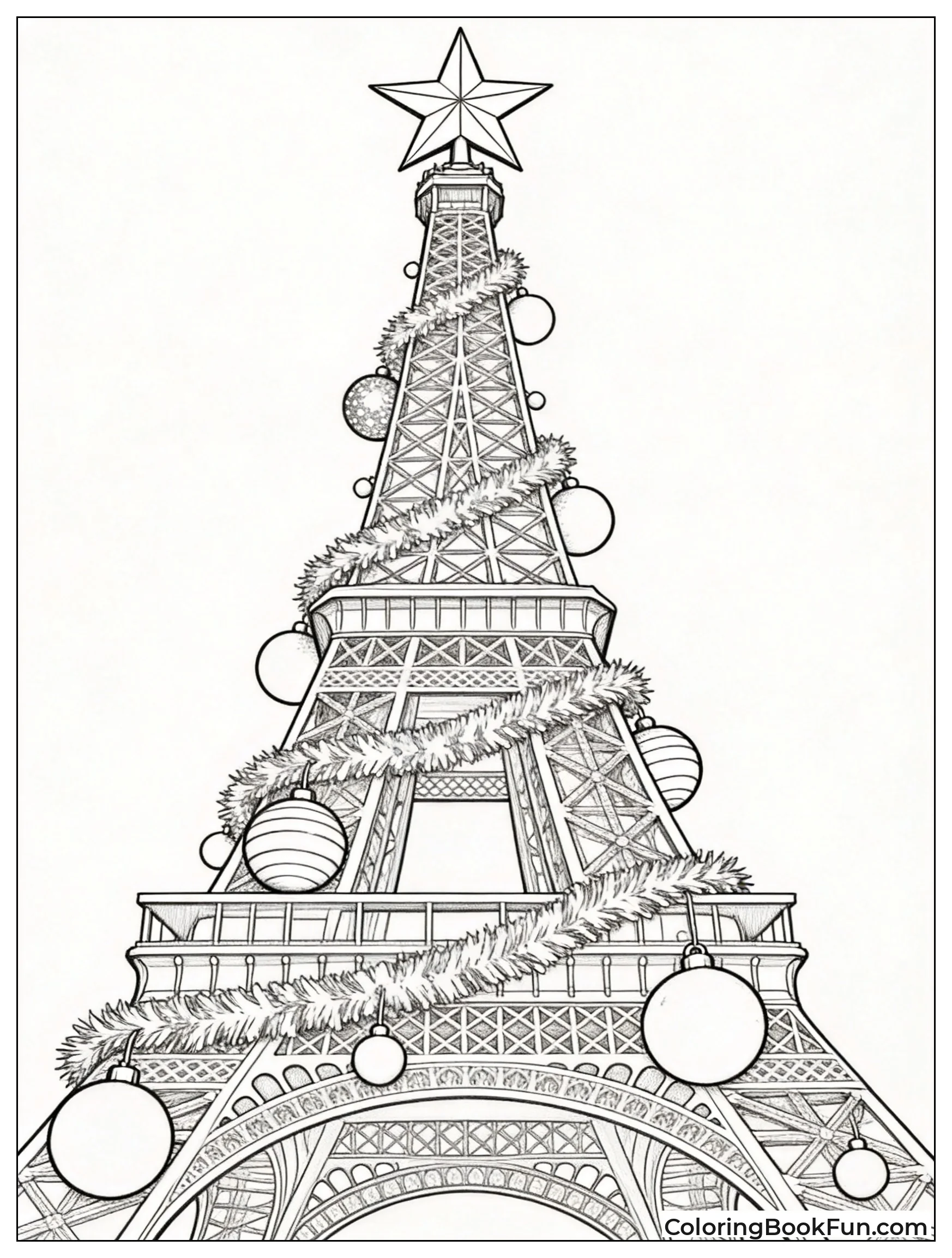 Christmas Decorated Eiffel Tower