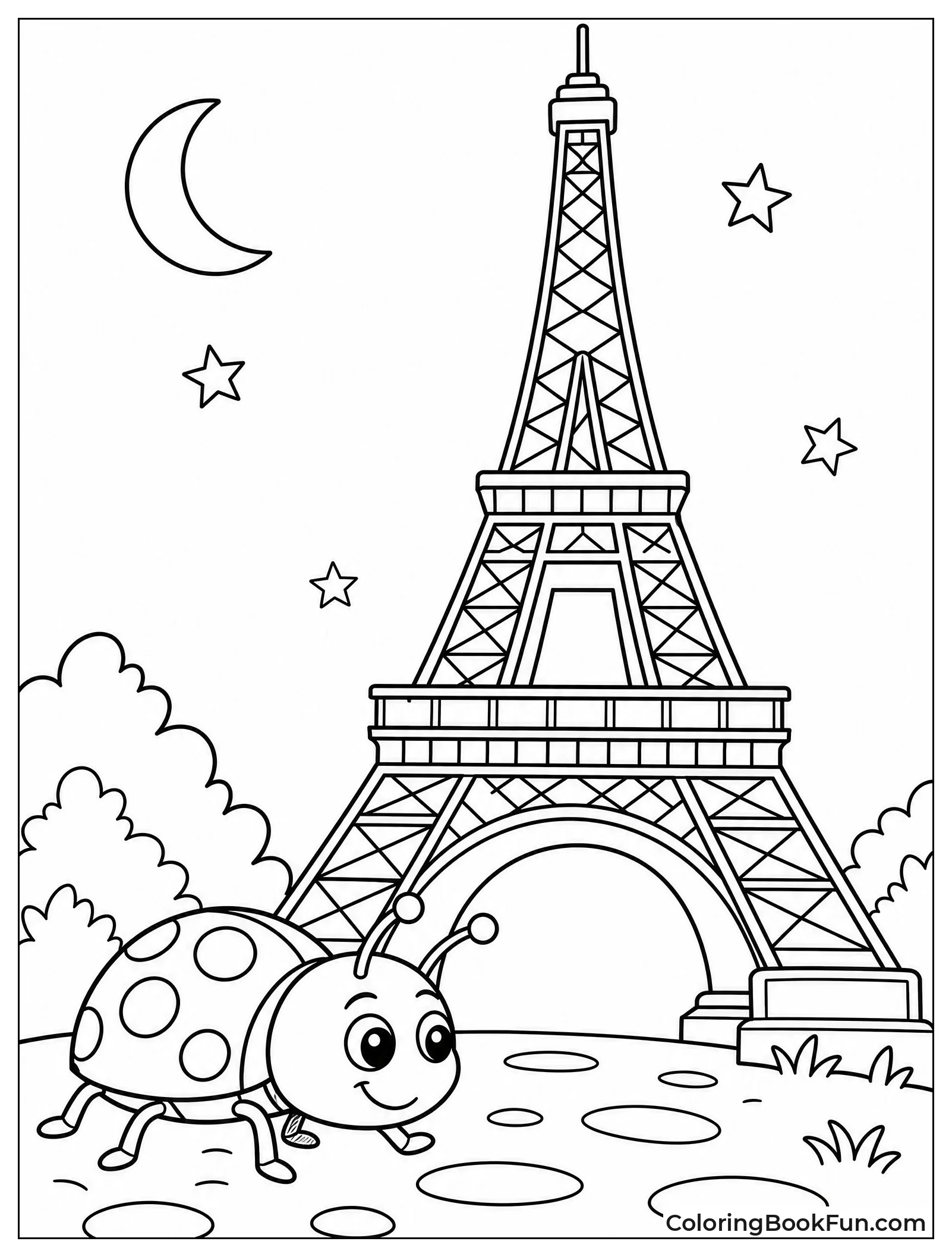 Ladybug Exploring Eiffel Tower