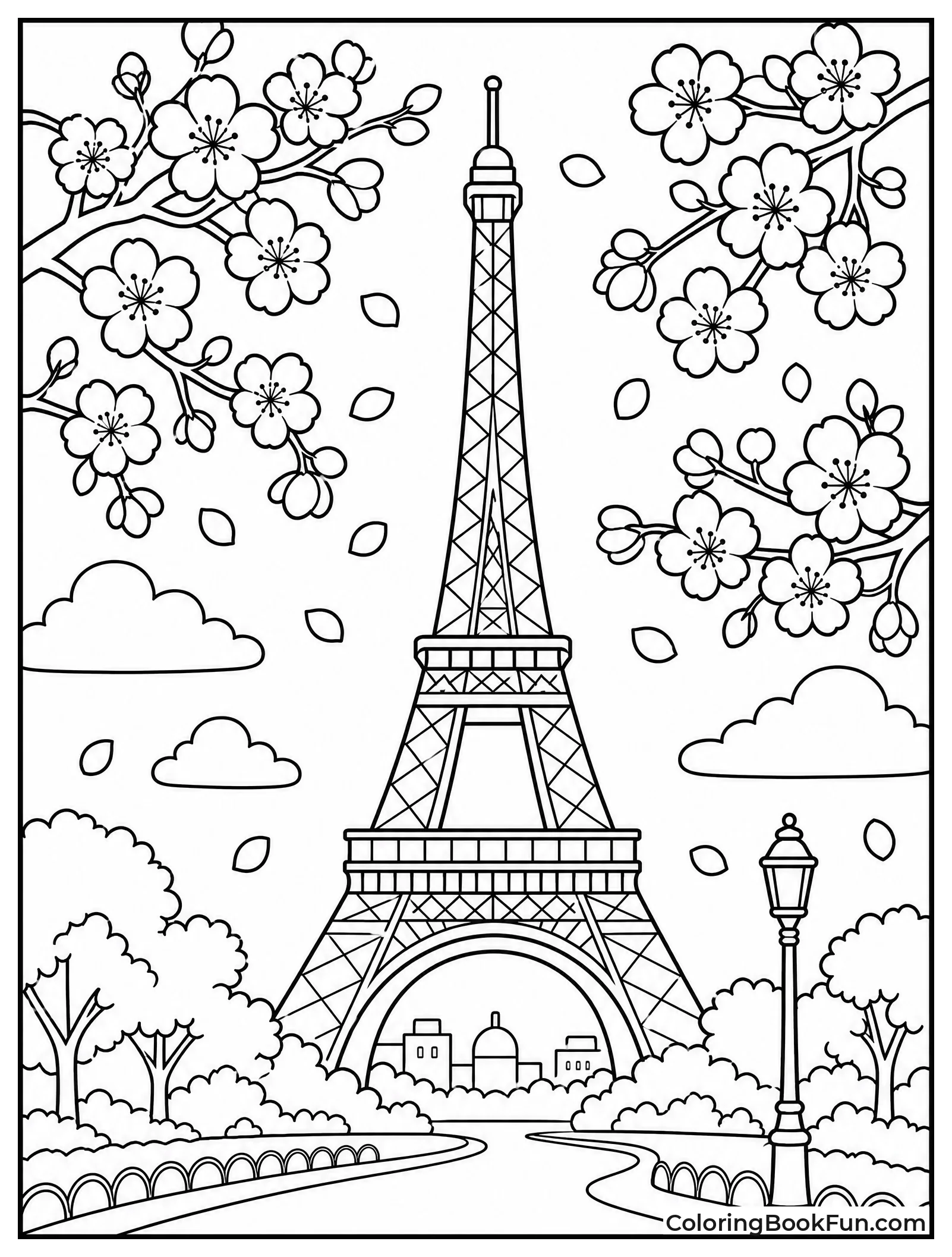 Cherry Blossoms Around Tower