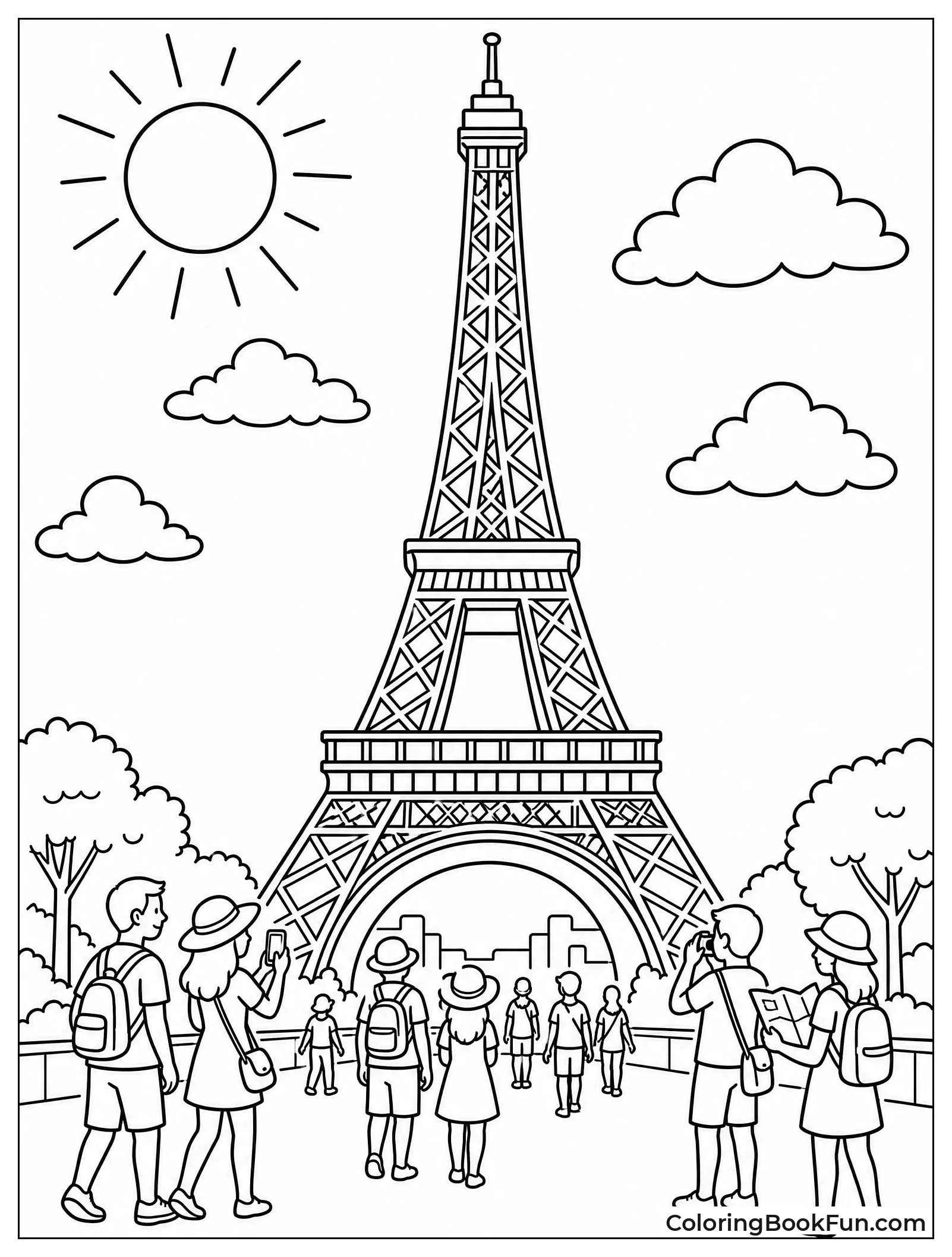 Bright Sun Over Eiffel Tower