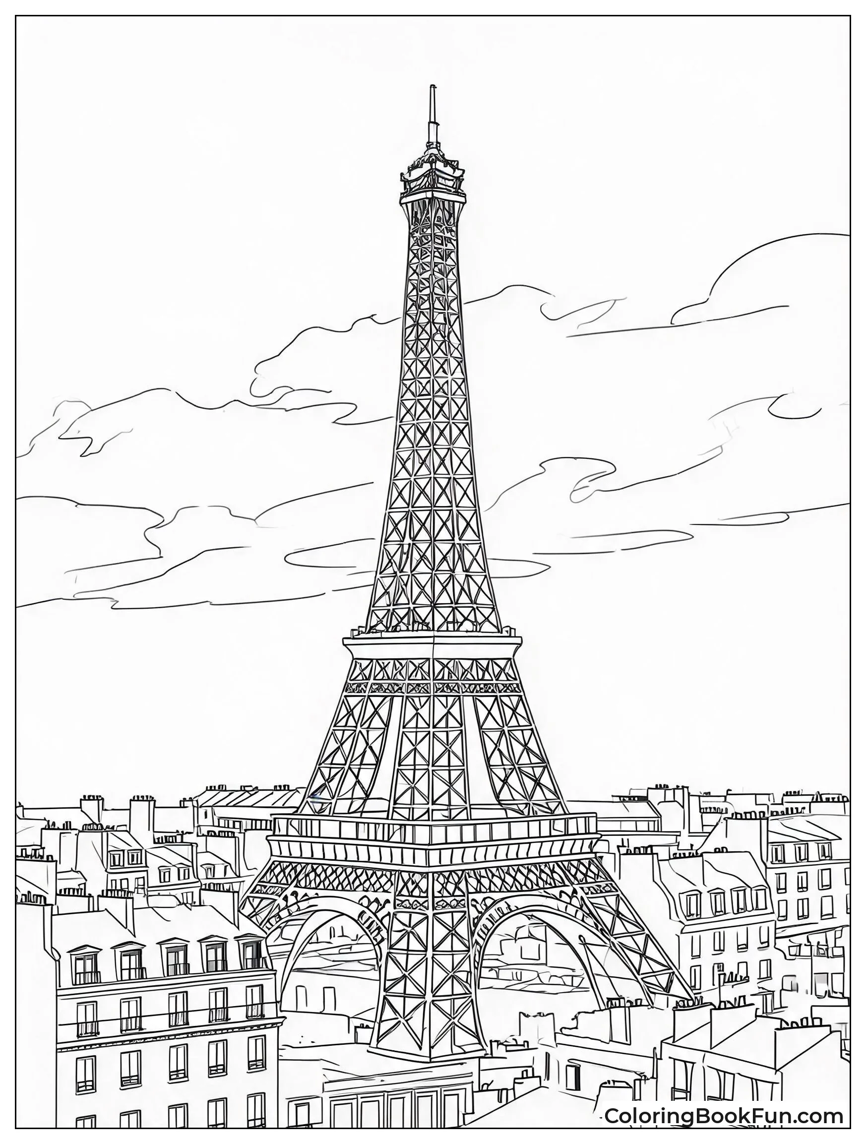 Golden Sunset At Eiffel Tower