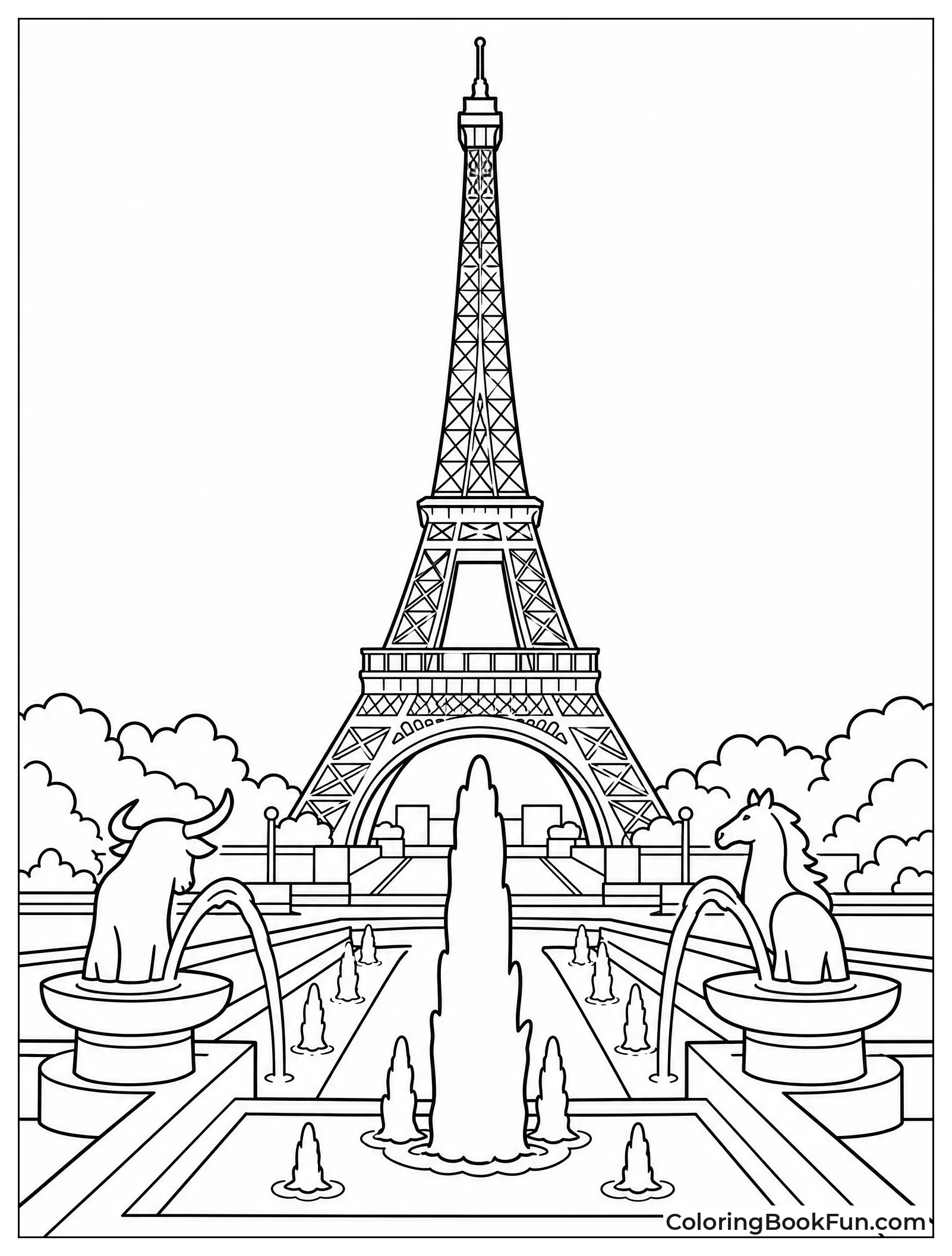 Fountains In Front Of Tower