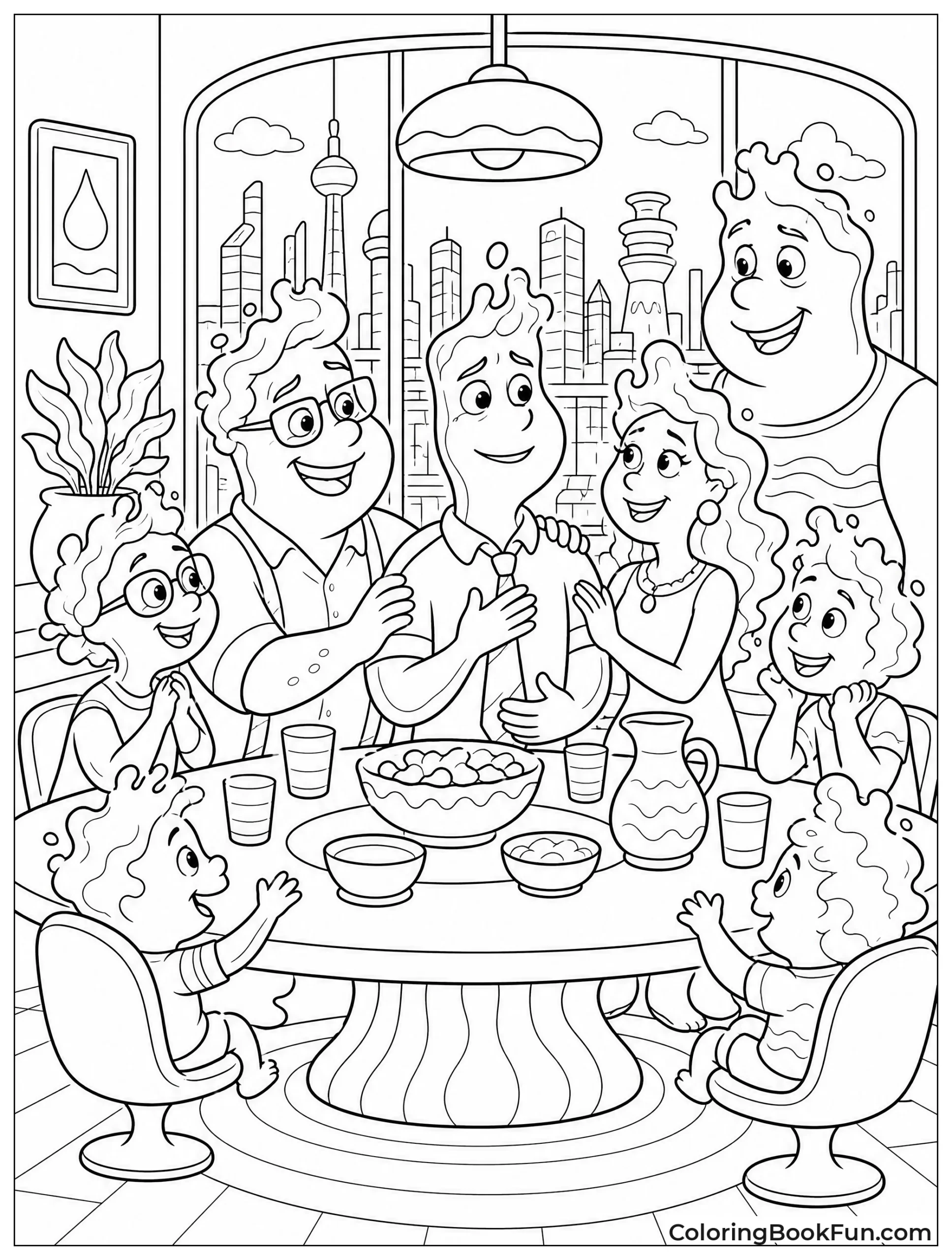 Family Eats Dinner with Emotion