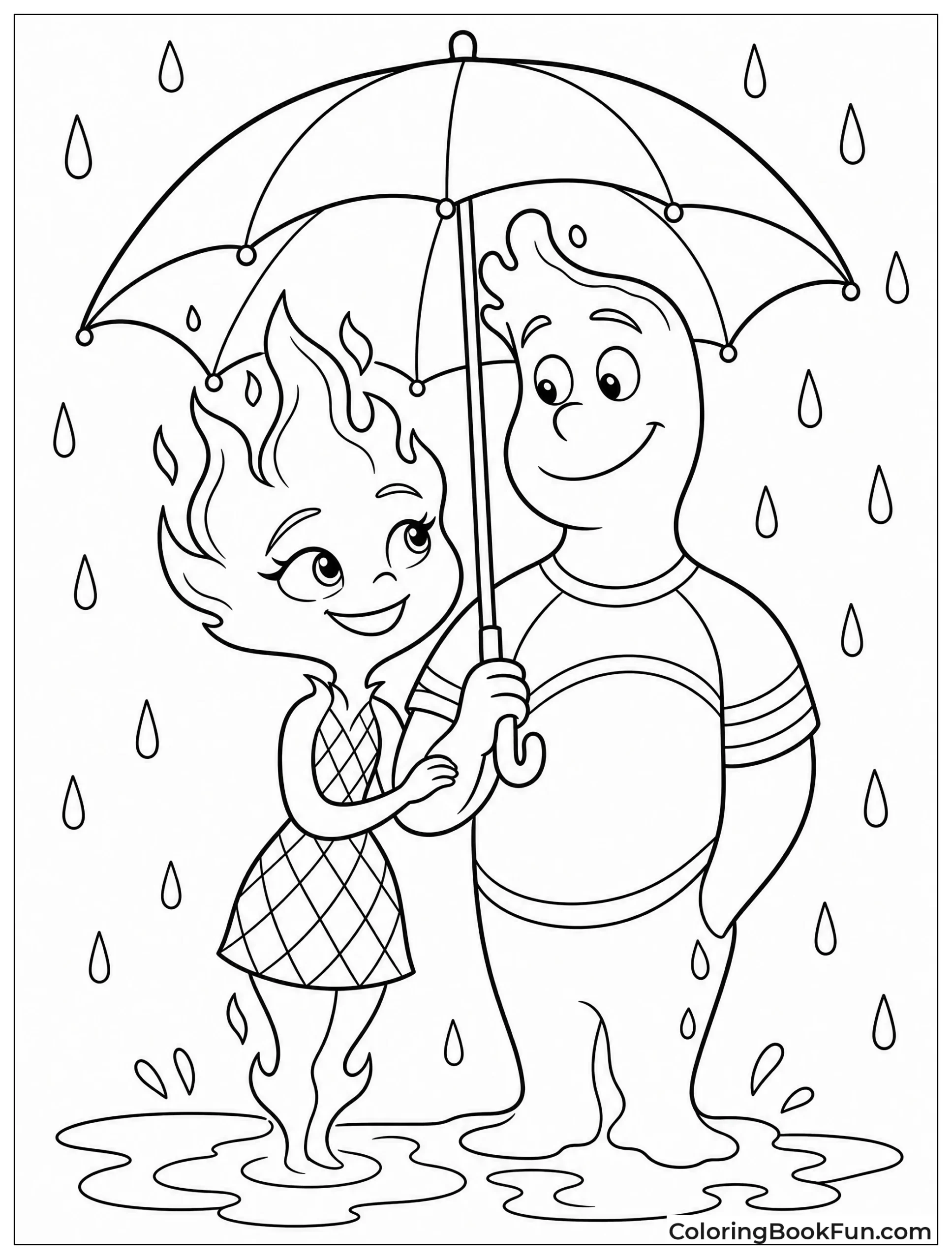 Couple Shares One Umbrella