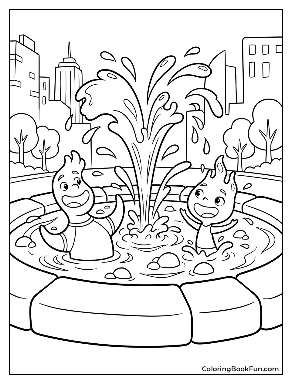 Friends Splash at the Fountain