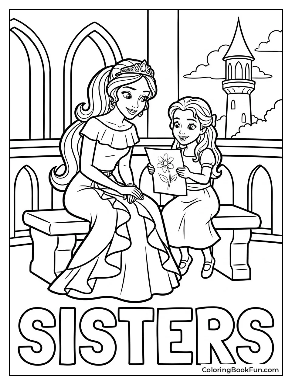 Sisters Looking at Drawing