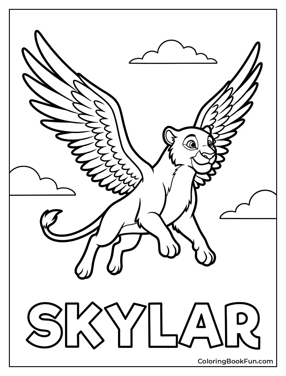 Skylar Flying with Wings Spread