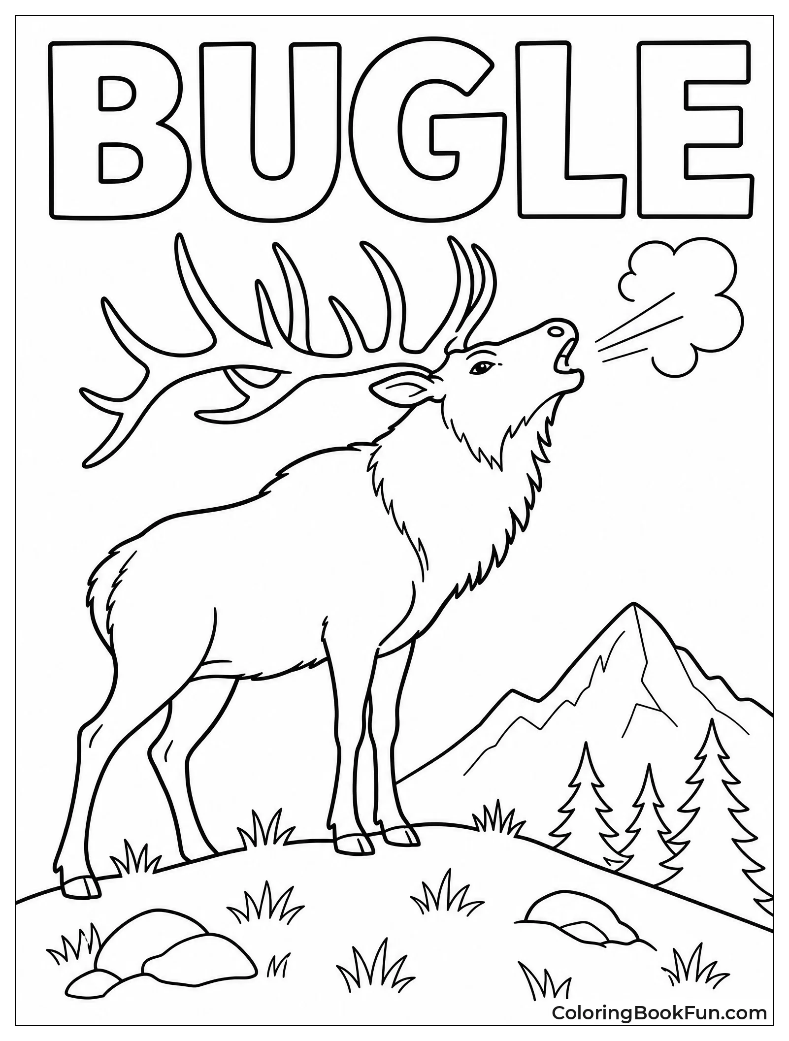 Bull Elk Bugling on Hill